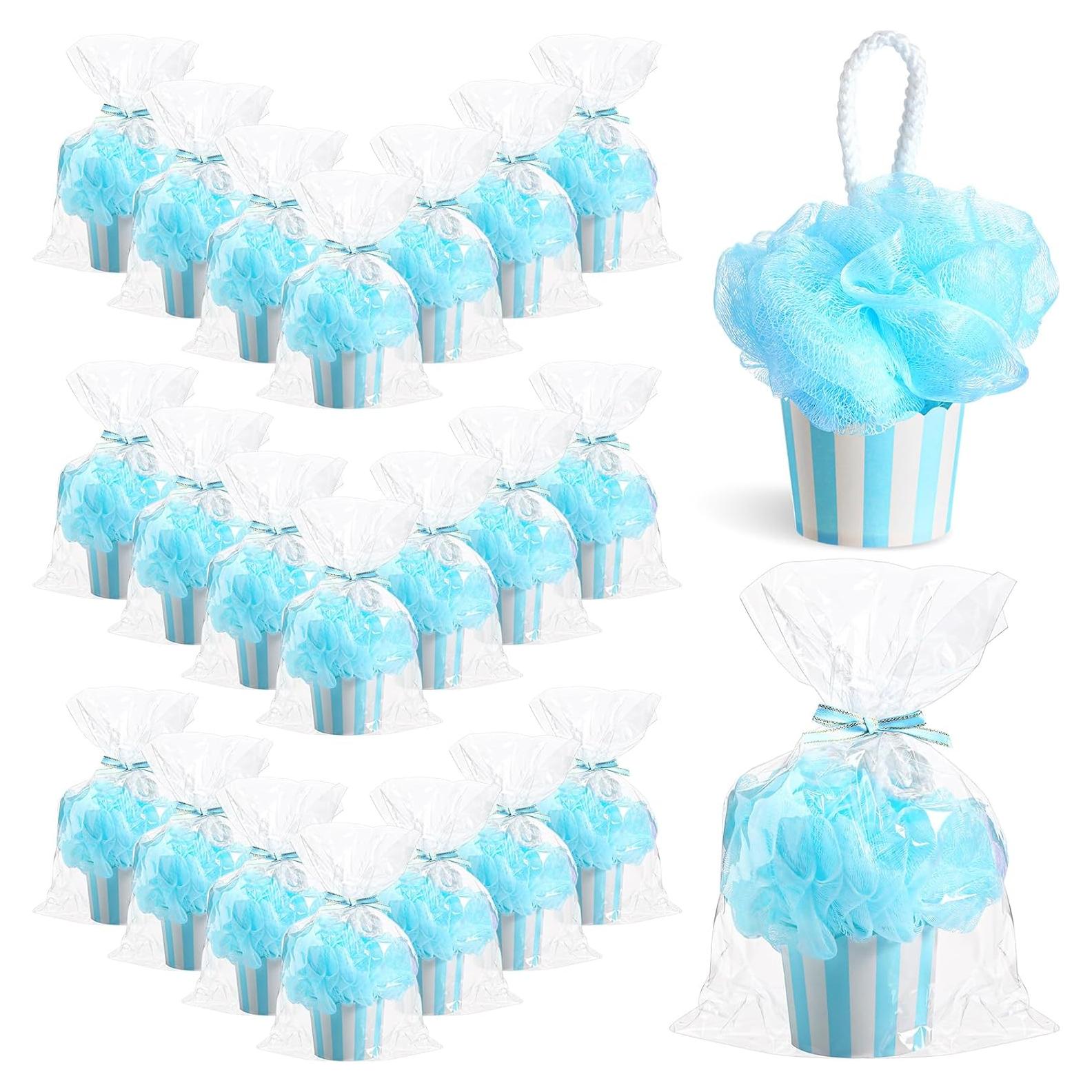 Set de 25 Esponjas de Baño Loofah Azul para Baby Shower