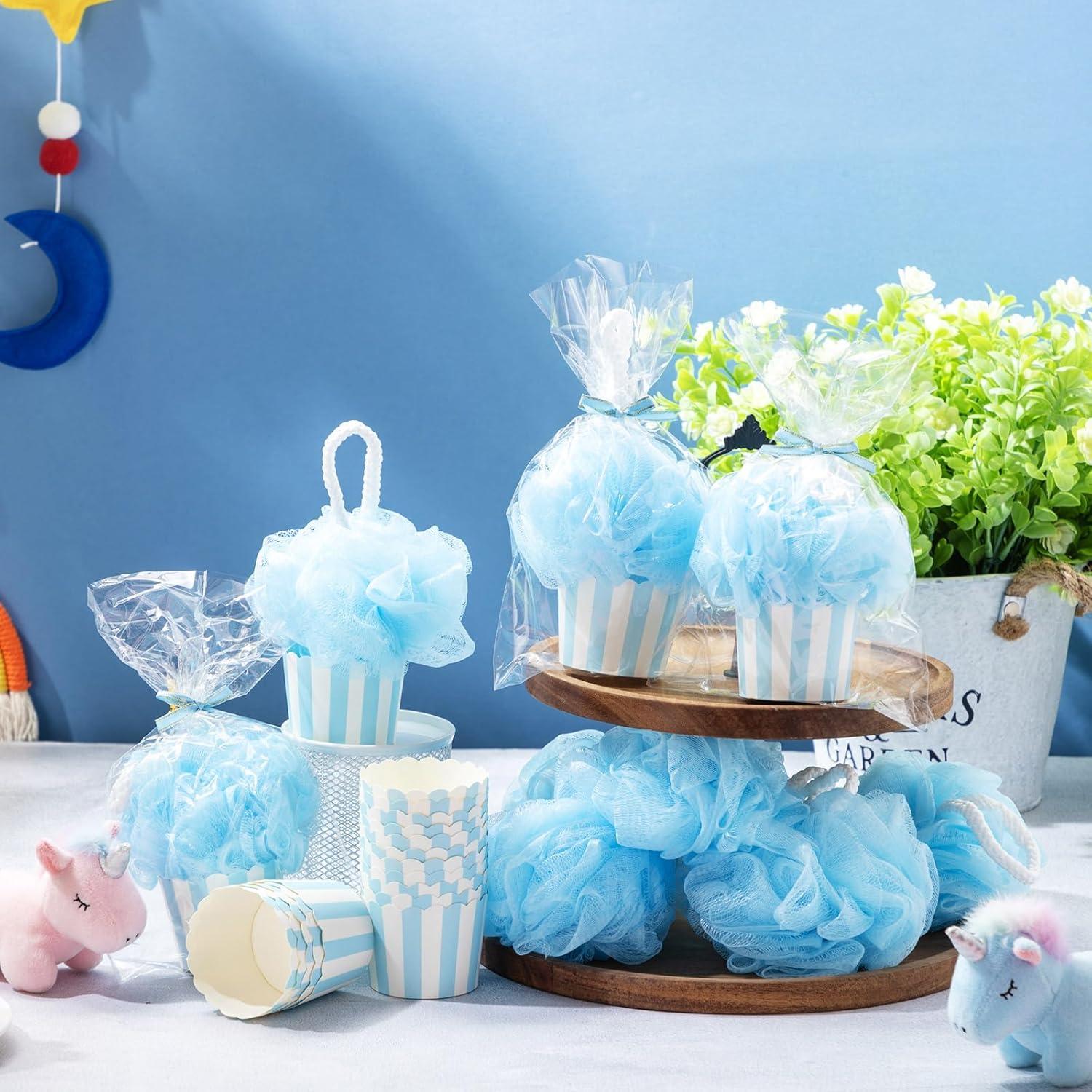 Set de 25 Esponjas de Baño Loofah Azul para Baby Shower