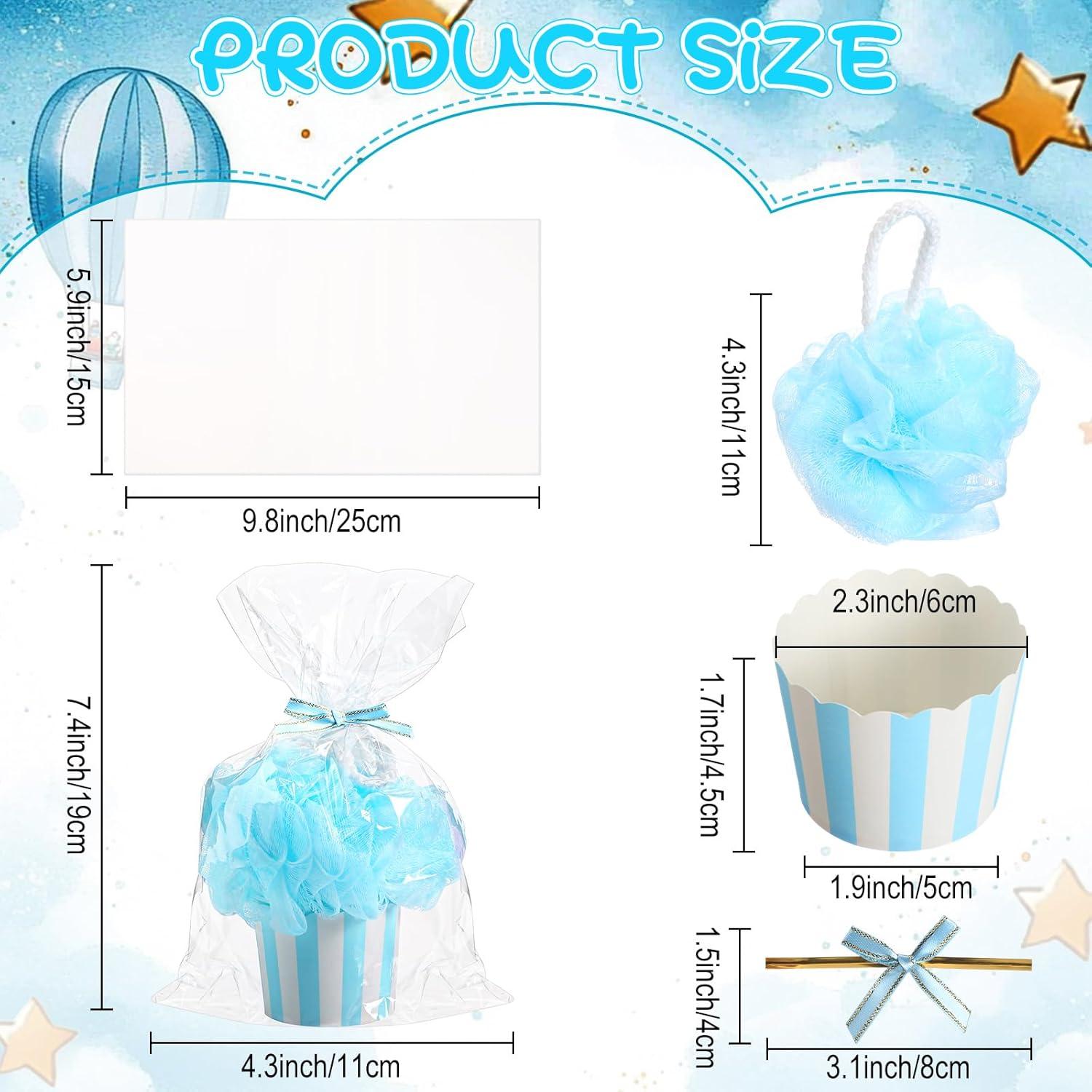 Set de 25 Esponjas de Baño Loofah Azul para Baby Shower