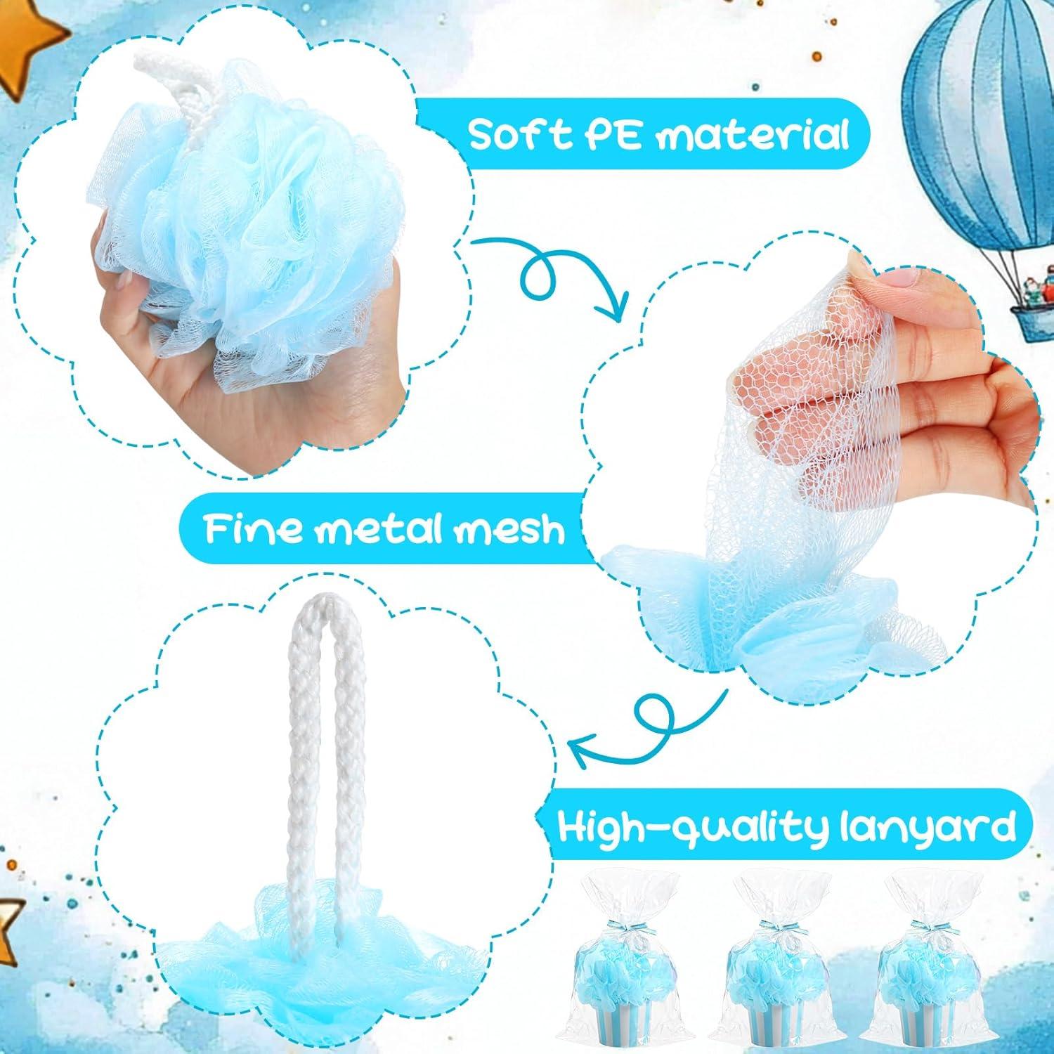Set de 25 Esponjas de Baño Loofah Azul para Baby Shower