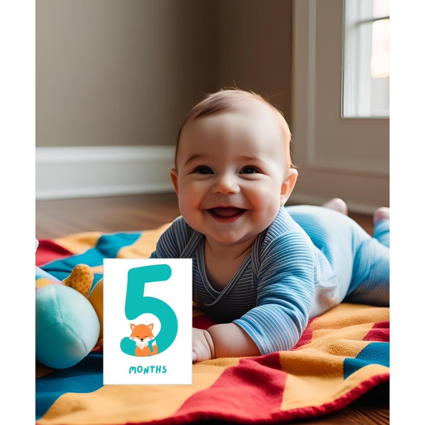 Tarjetas de Hitos Mensuales Bebé TODOKRAFT Azul 13 Piezas