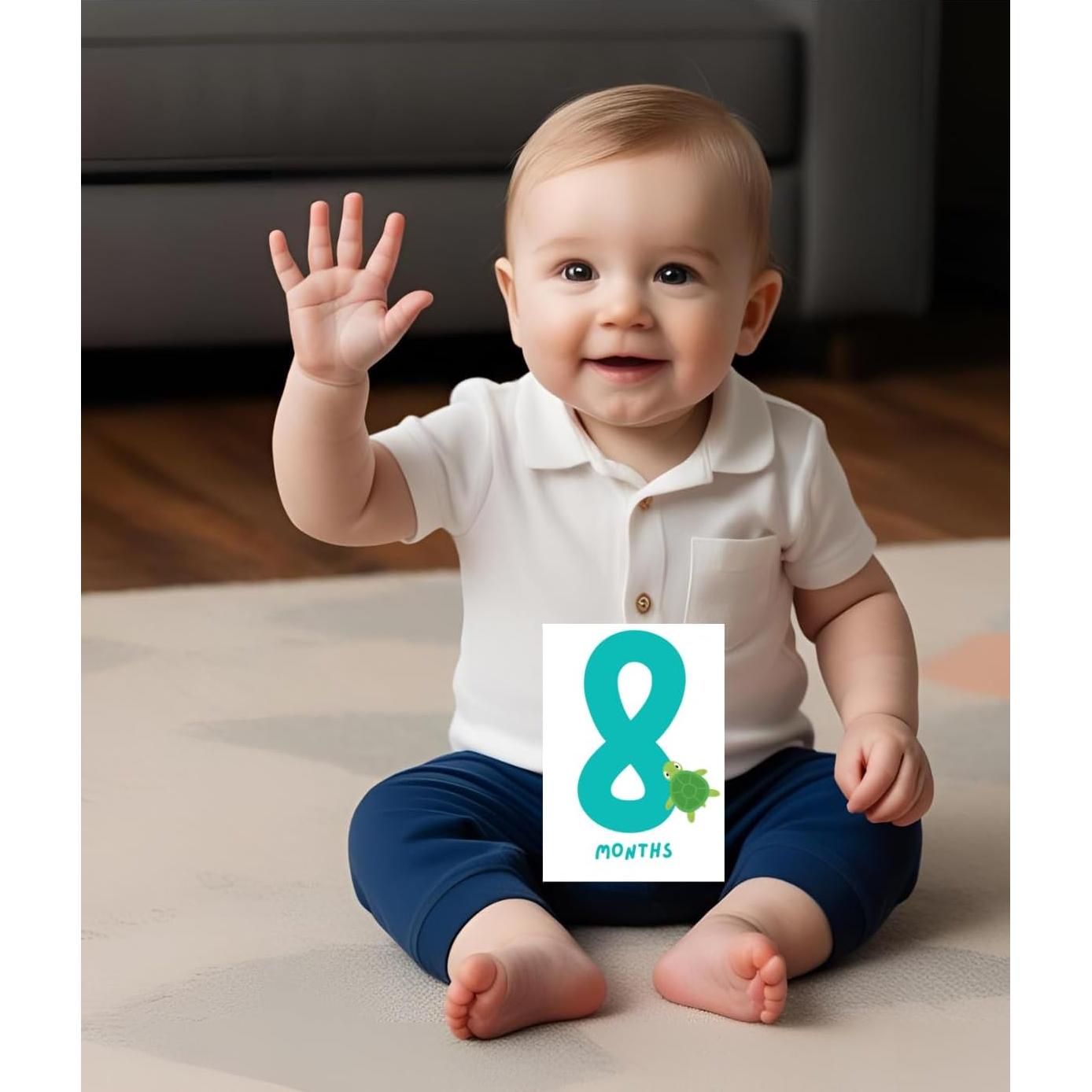 Tarjetas de Hitos Mensuales Bebé TODOKRAFT Azul 13 Piezas