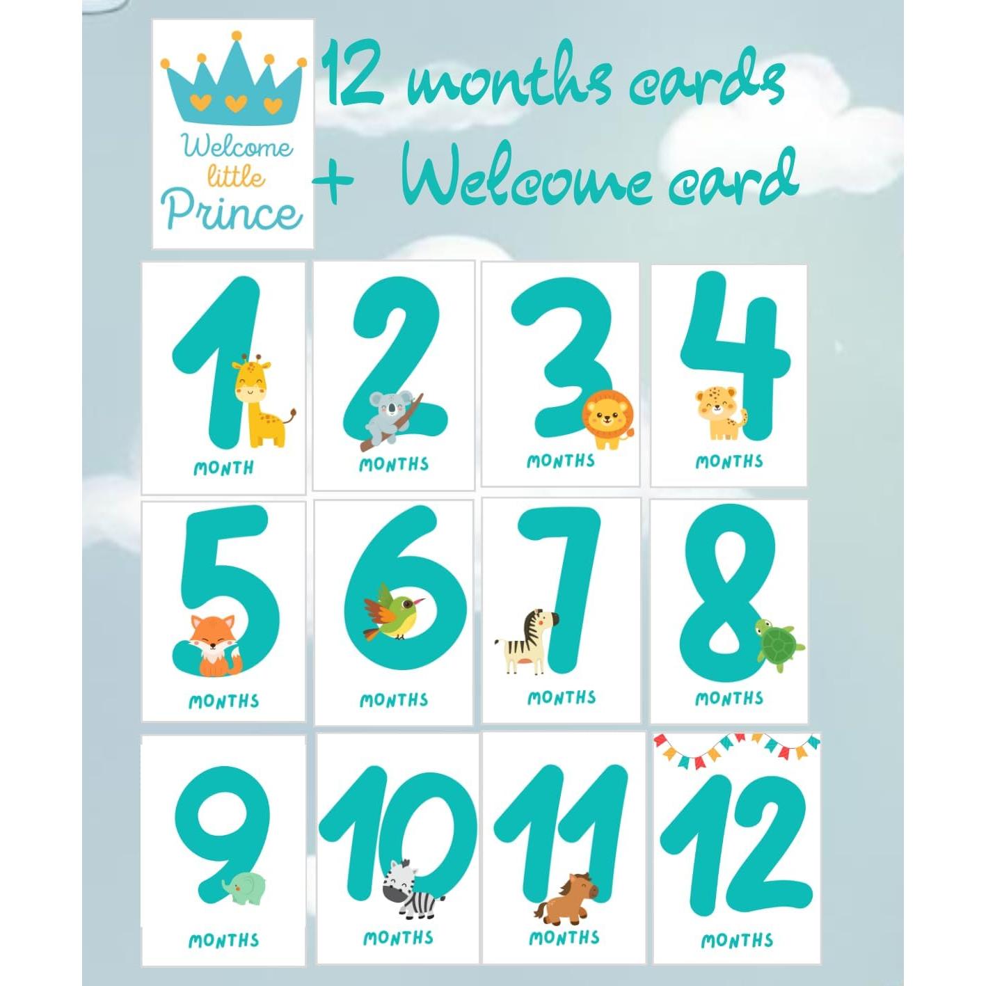 Tarjetas de Hitos Mensuales Bebé TODOKRAFT Azul 13 Piezas