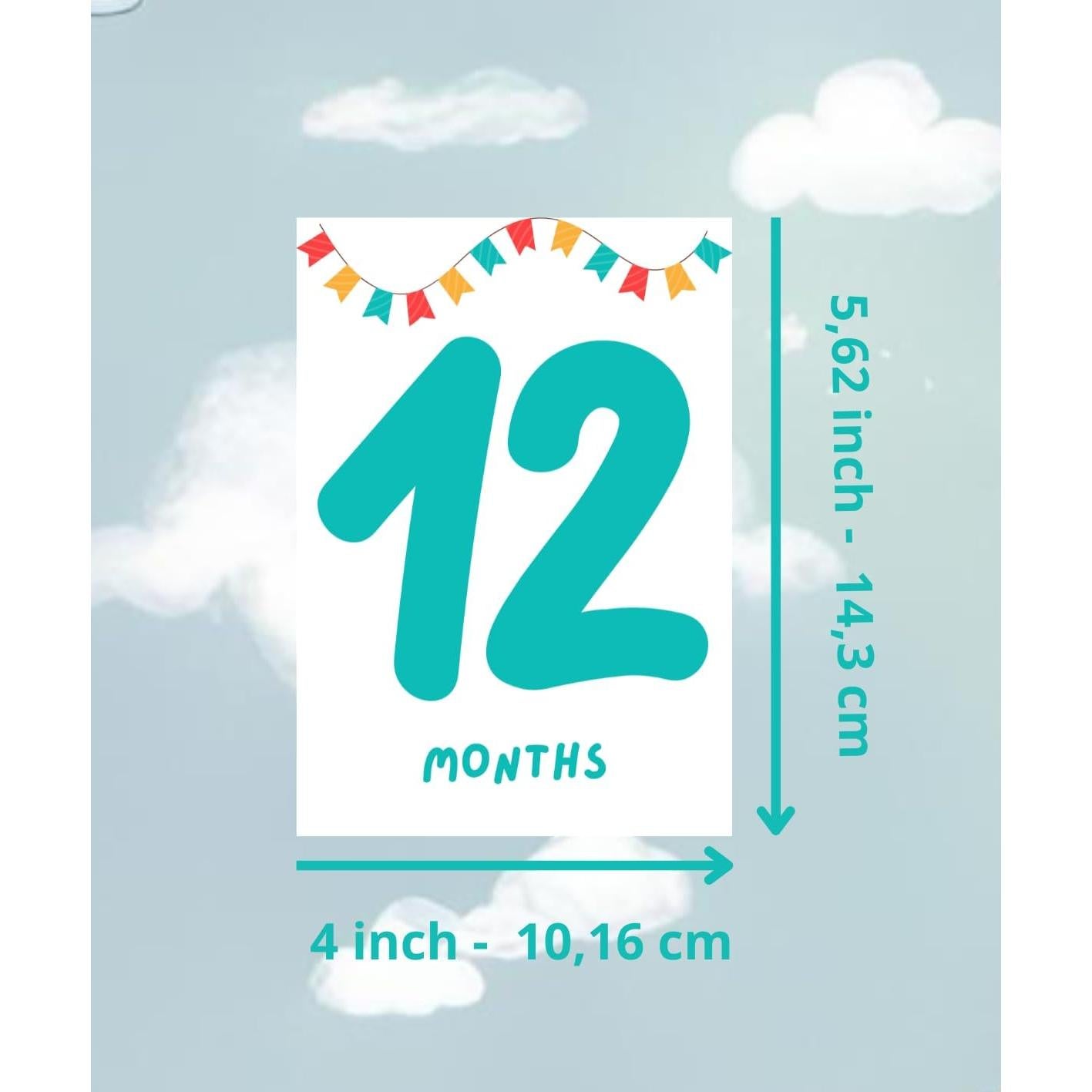 Tarjetas de Hitos Mensuales Bebé TODOKRAFT Azul 13 Piezas