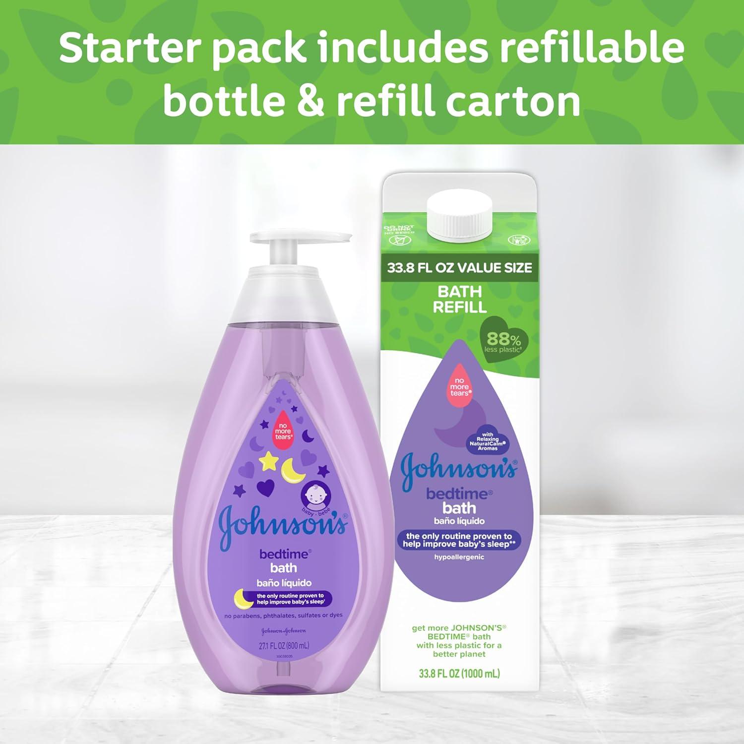 Kit de Baño Nocturno Calmante Johnson para Bebés 800ml + Recarga 1000ml