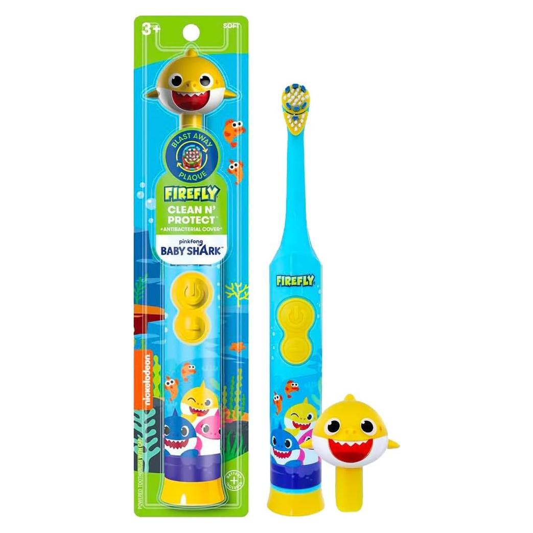 Cepillo de dientes eléctrico Firefly Baby Shark, cerdas suaves