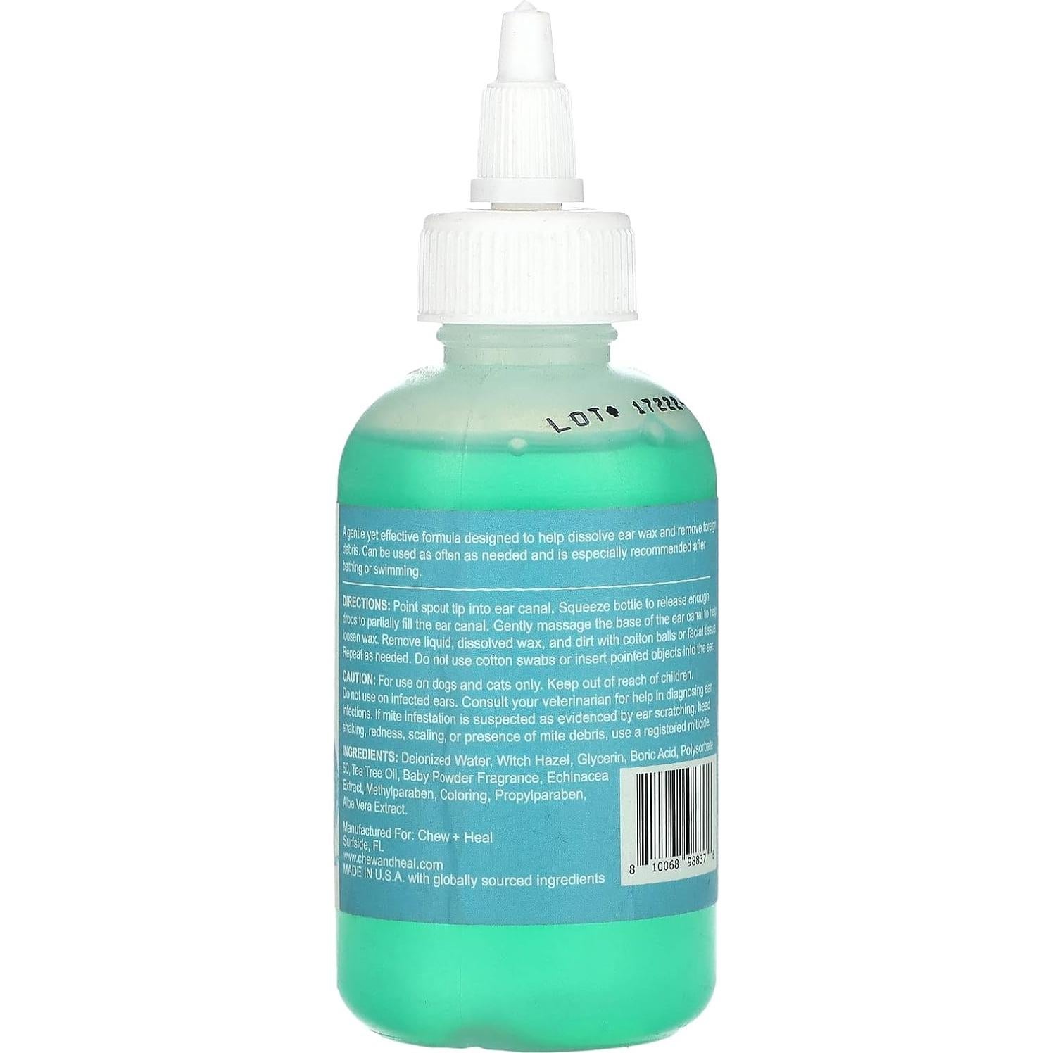 Limpiador de Oídos para Perros y Gatos Chew + Heal 118 ml