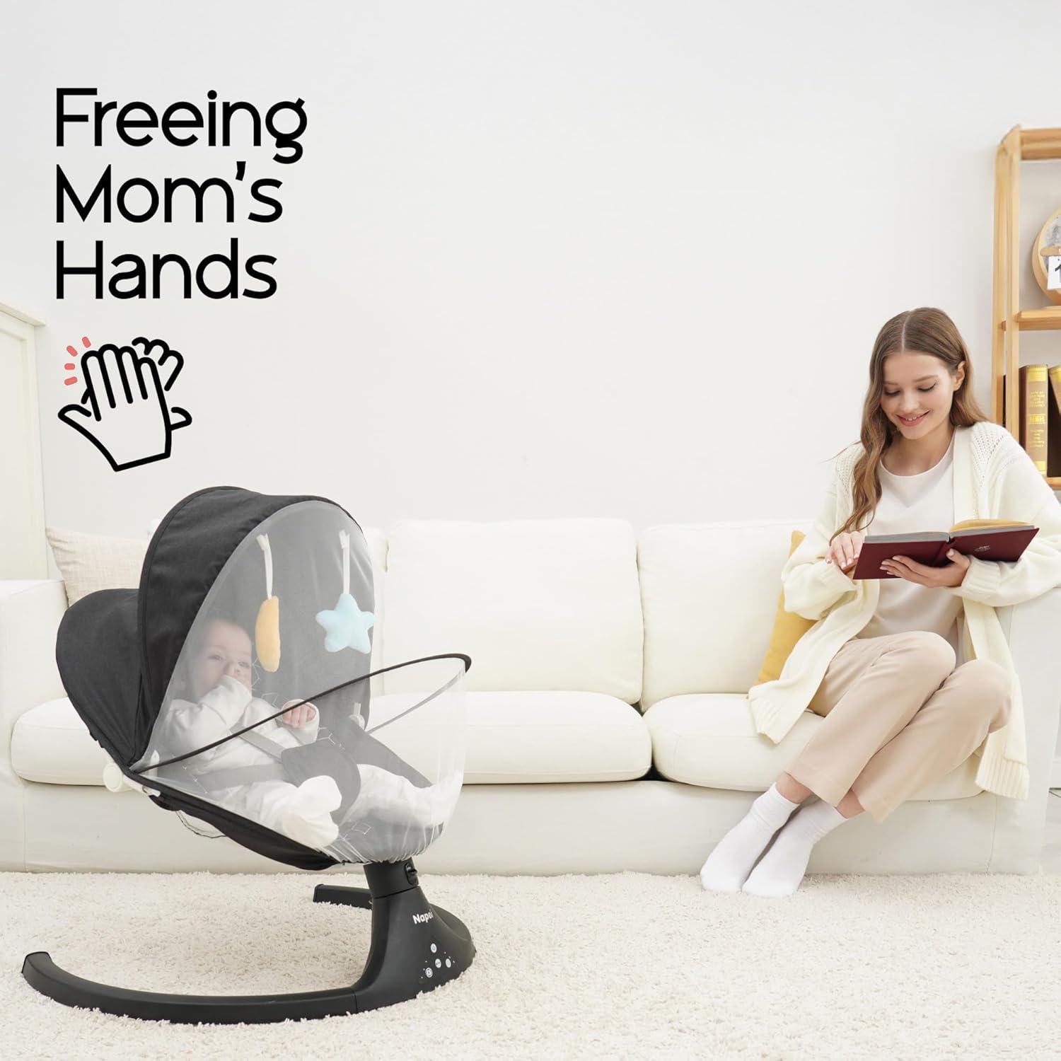 Columpio Eléctrico Napei para Bebés 0-9 Meses, 5 Velocidades