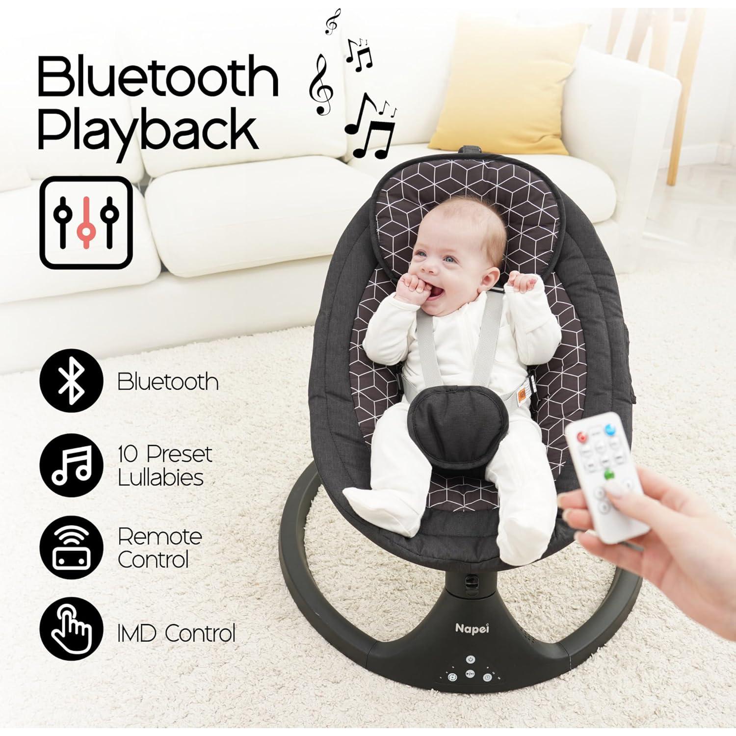 Columpio Eléctrico Napei para Bebés 0-9 Meses, 5 Velocidades