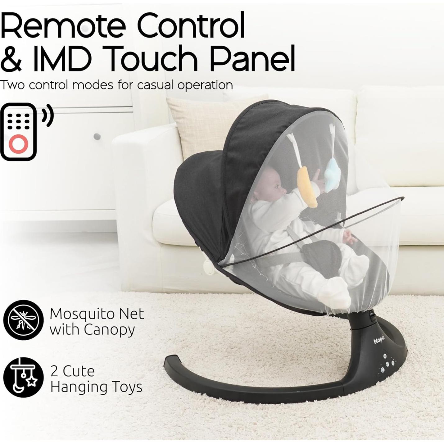 Columpio Eléctrico Napei para Bebés 0-9 Meses, 5 Velocidades