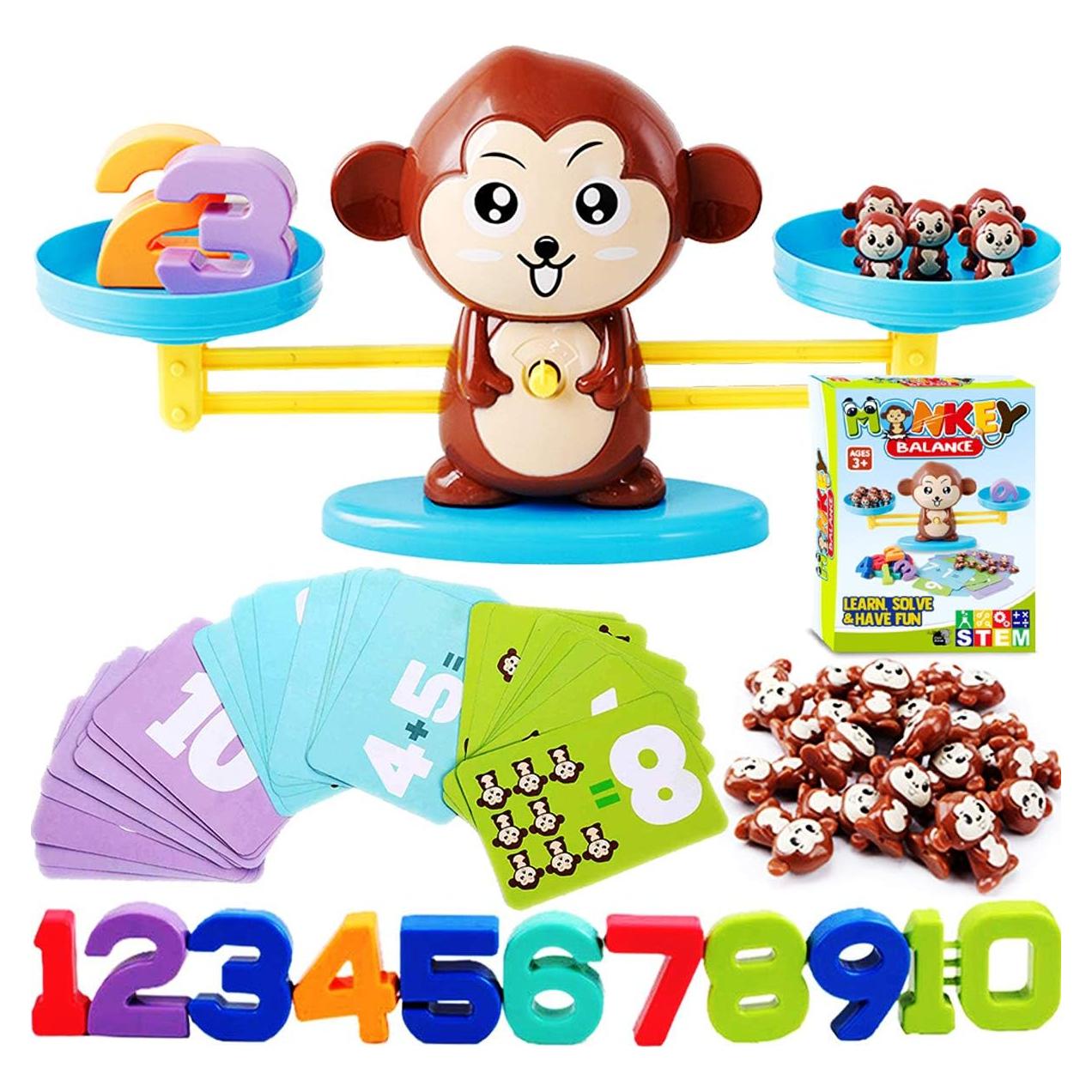 Juguete educativo de conteo balanza Mono CozyBomB 64 piezas