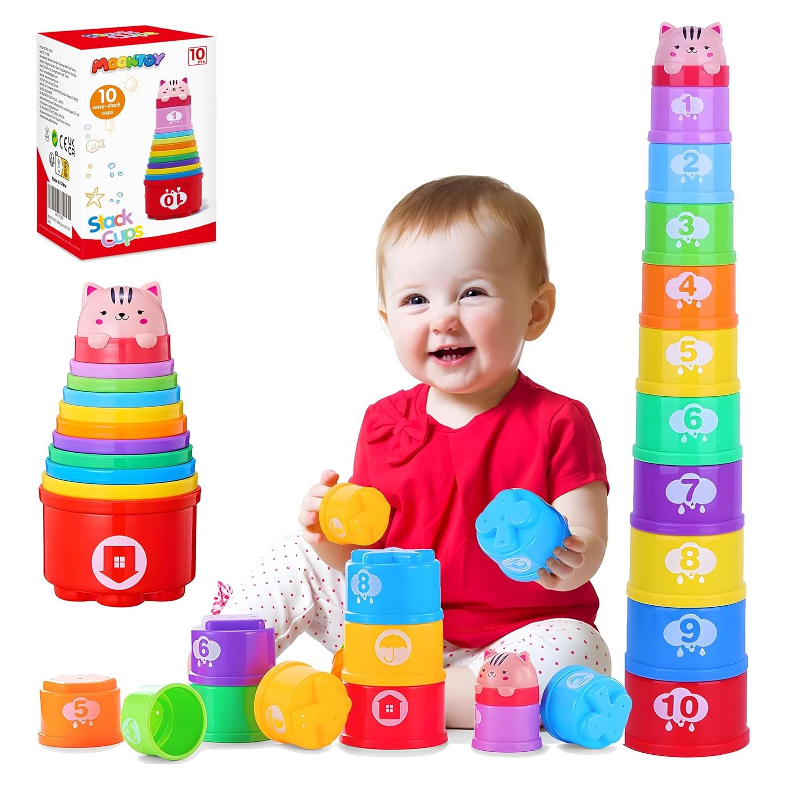 Tazas Apilables MOONTOY para Bebés 6-12 Meses 11 Piezas