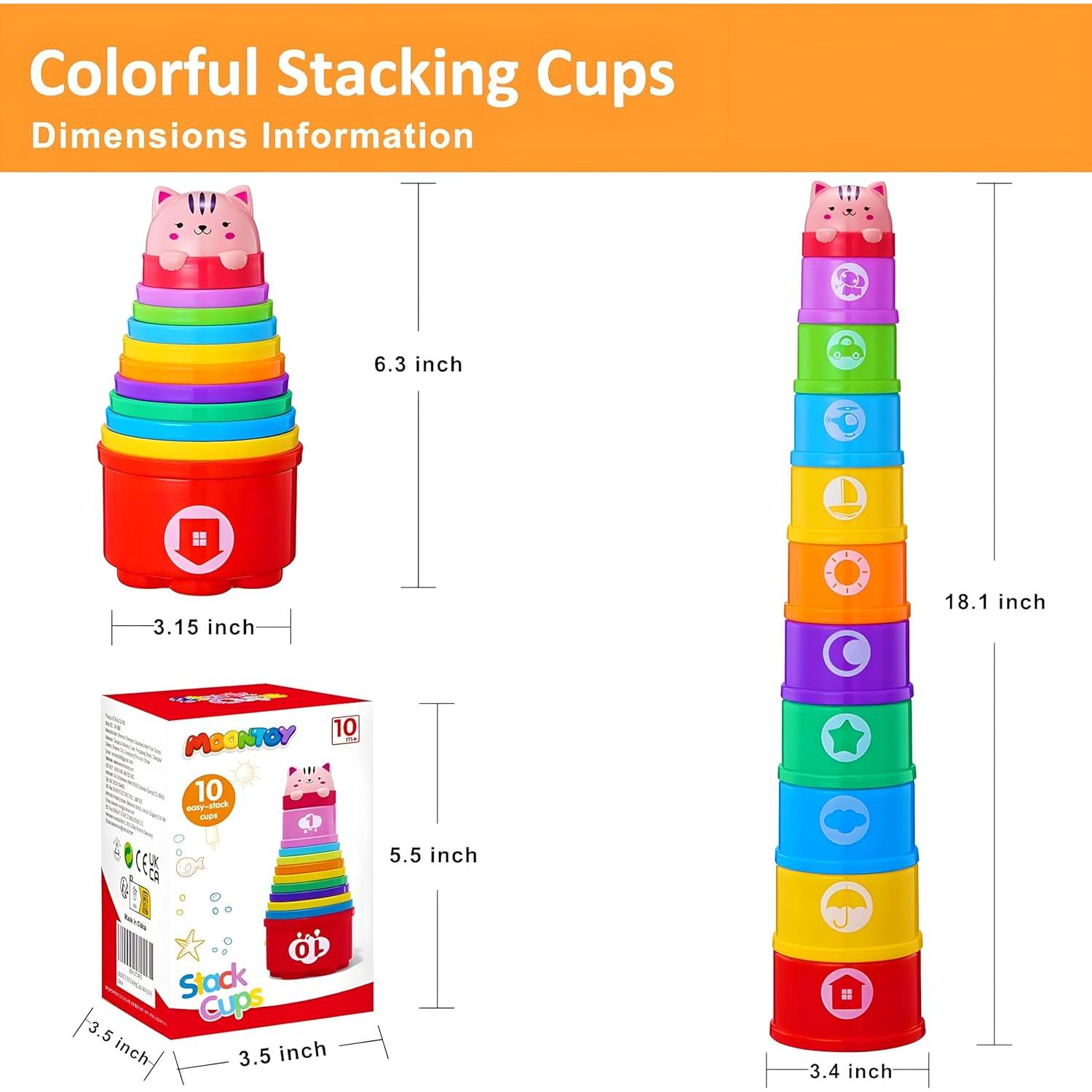 Tazas Apilables MOONTOY para Bebés 6-12 Meses 11 Piezas