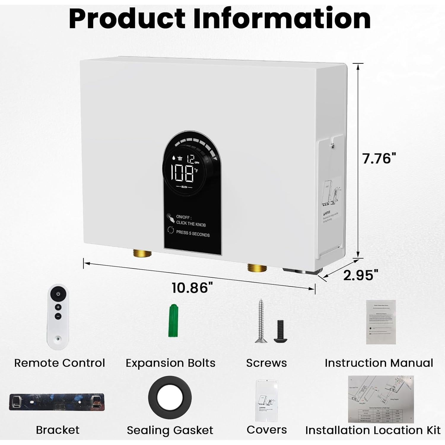 Calentador de Agua Sin Tanque Kweetle 8kW 240V LED 1-2 Puntos