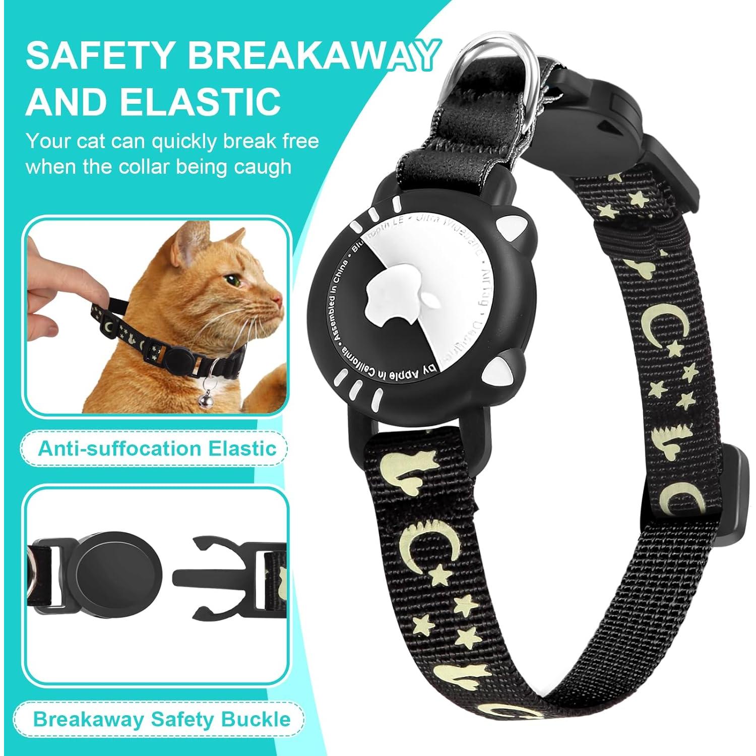 Collar de Gato AgoumLux con Soporte para AirTag Negro XS