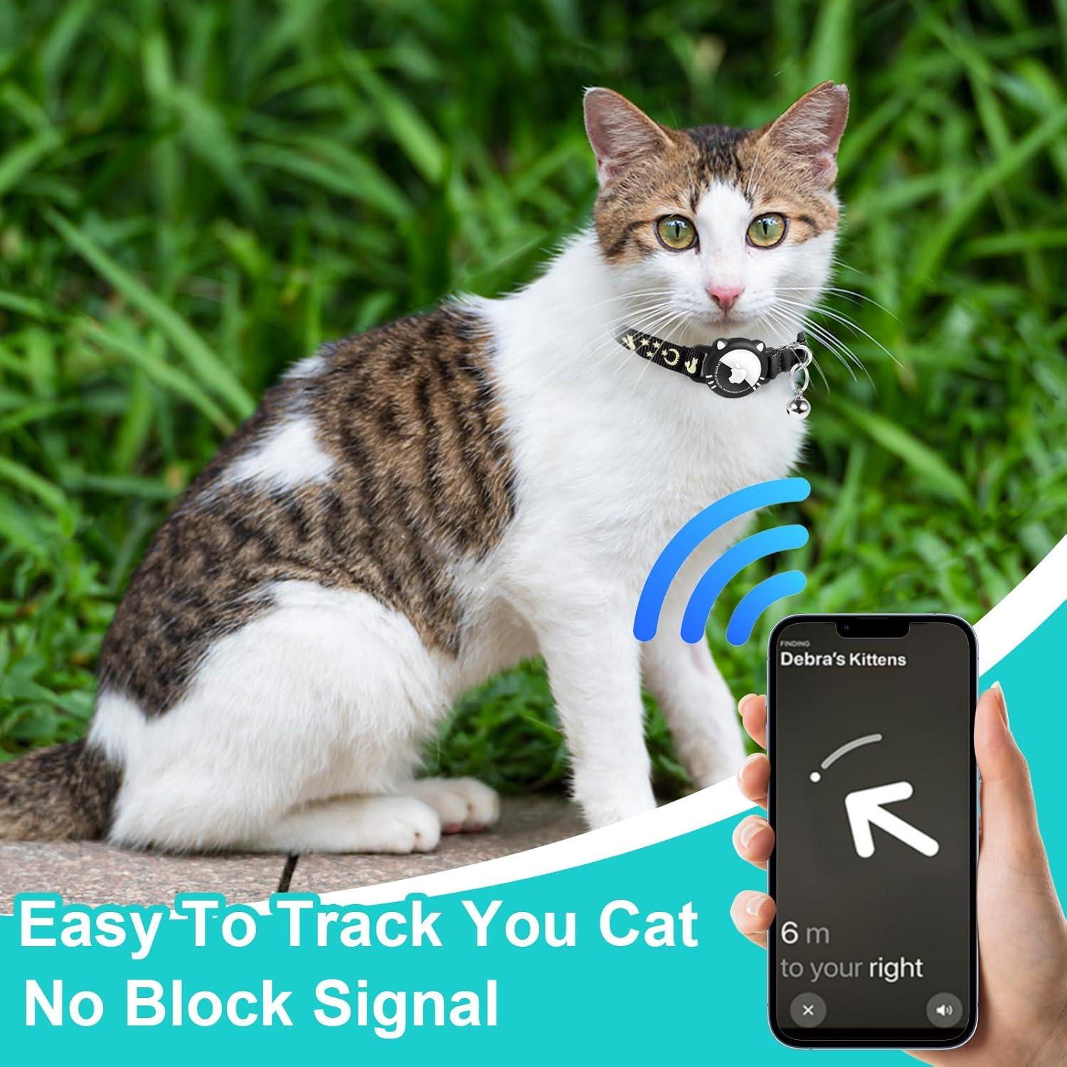 Collar de Gato AgoumLux con Soporte para AirTag Negro XS