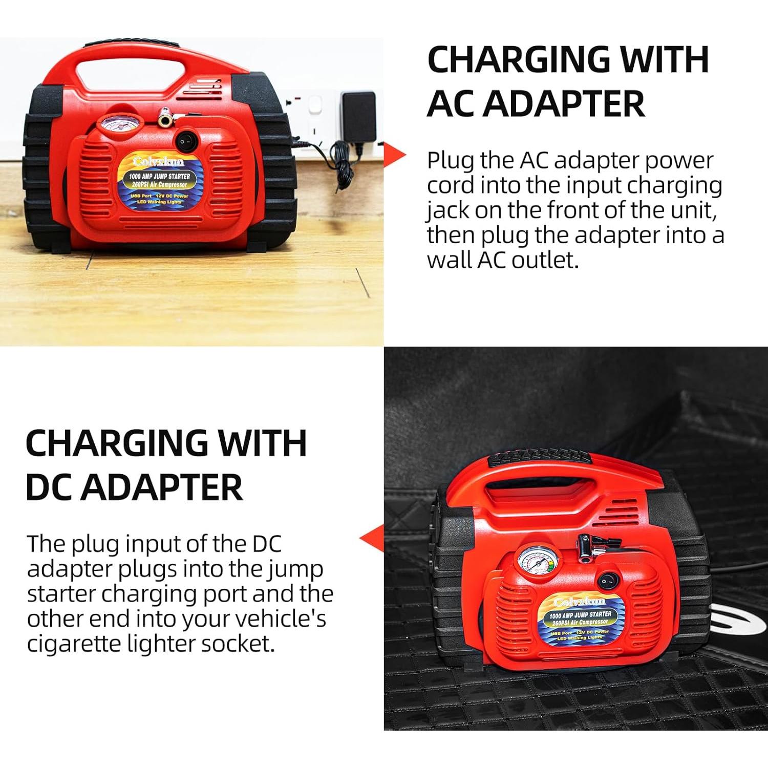 Arrancador de batería Colvxkun HH625C 1000A con compresor 260PSI