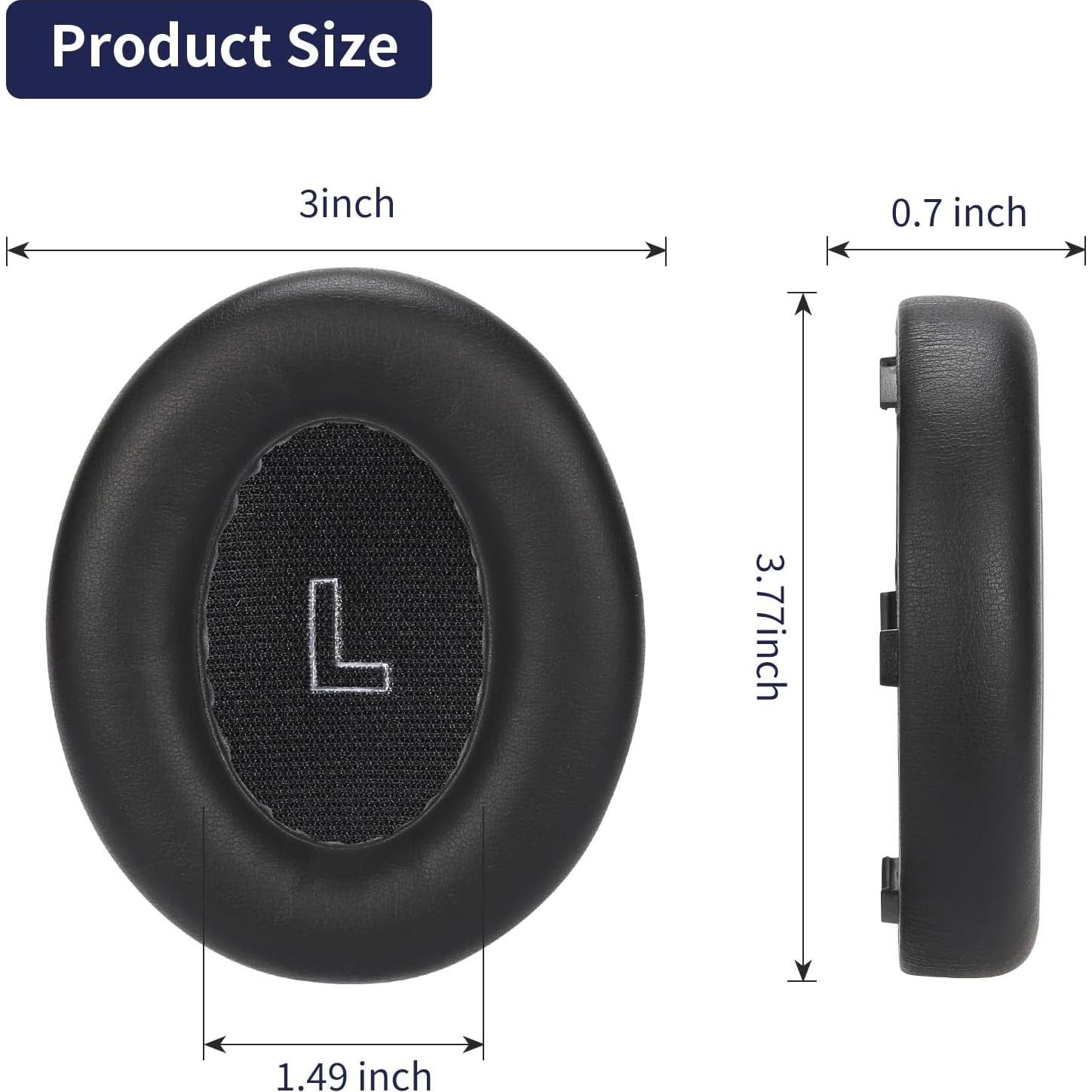 Almohadillas de Repuesto Damex para Auriculares Bose QC Ultra - Espuma de Memoria y Cuero Negro