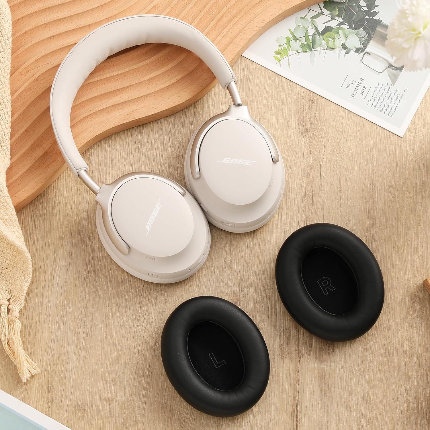 Almohadillas de Repuesto Damex para Auriculares Bose QC Ultra - Espuma de Memoria y Cuero Negro