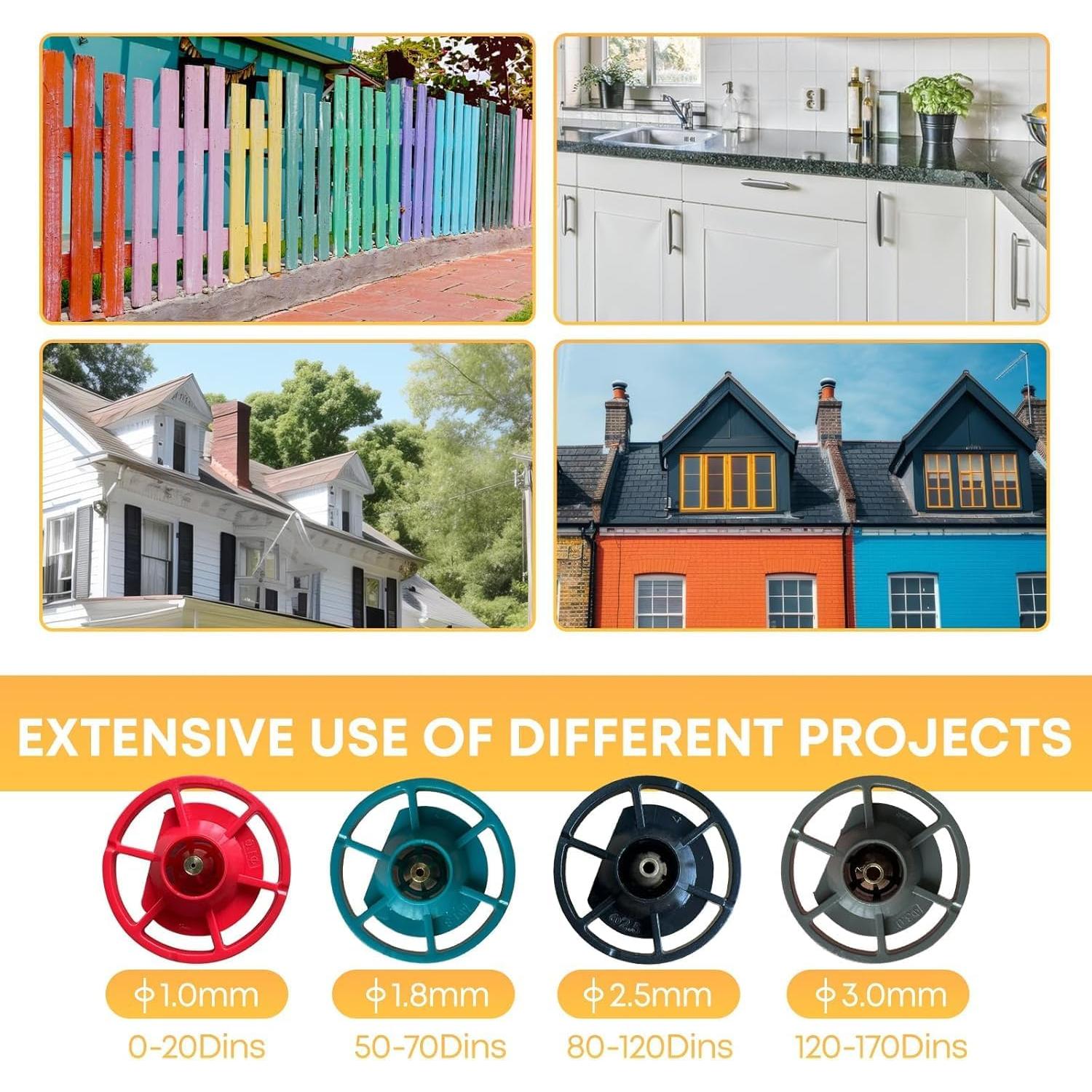 Pistola de Pintura Eléctrica LESONJOY 1000W Amarillo 4 Boquillas