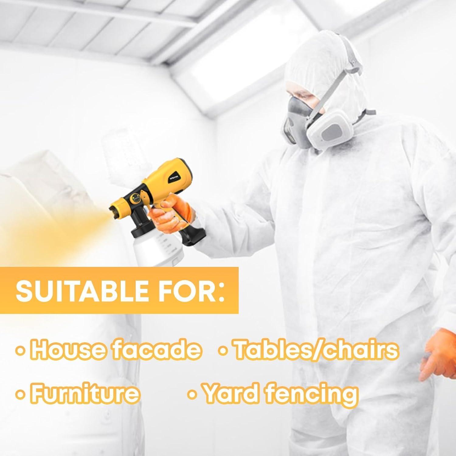 Pistola de Pintura Eléctrica LESONJOY 1000W Amarillo 4 Boquillas