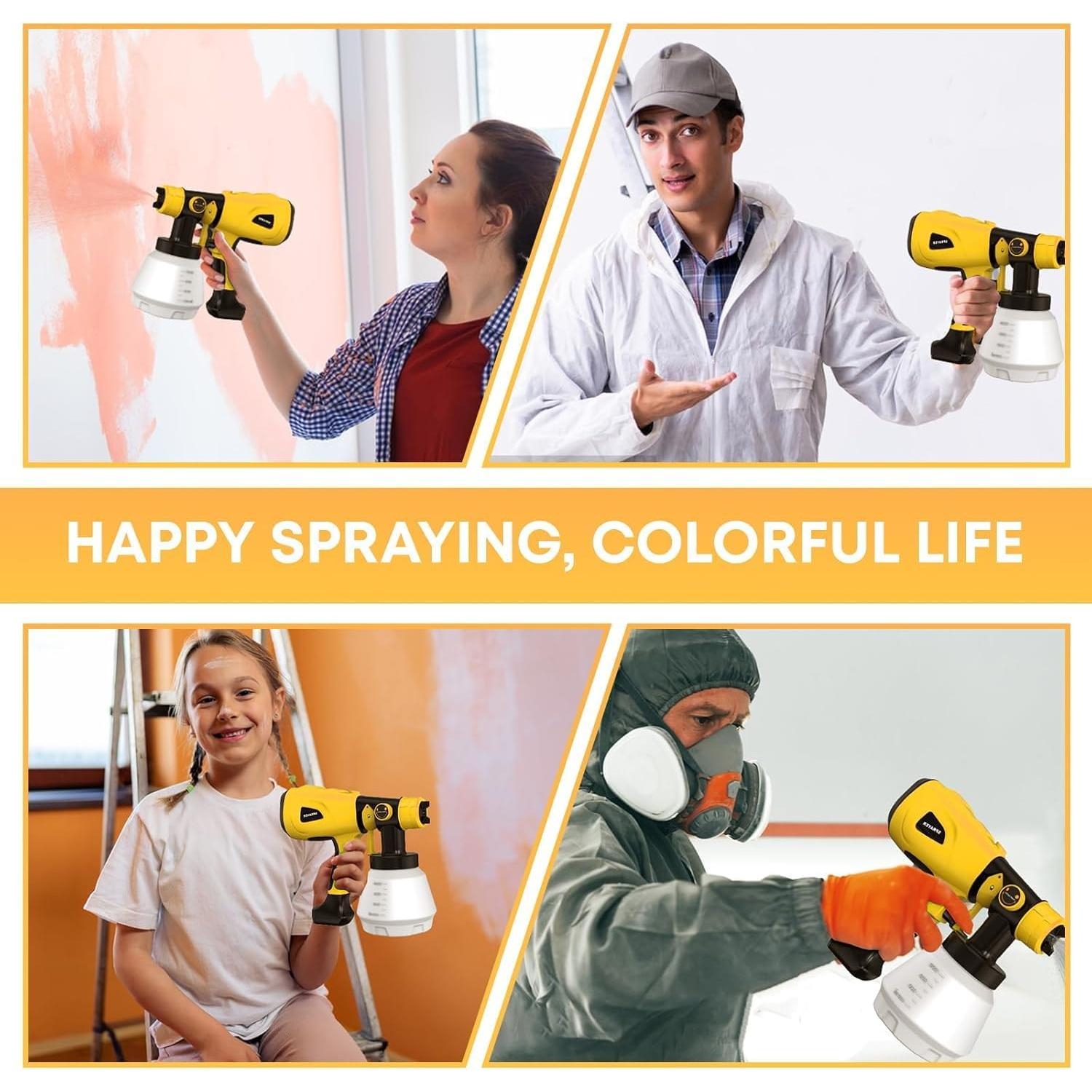 Pistola de Pintura Eléctrica LESONJOY 1000W Amarillo 4 Boquillas