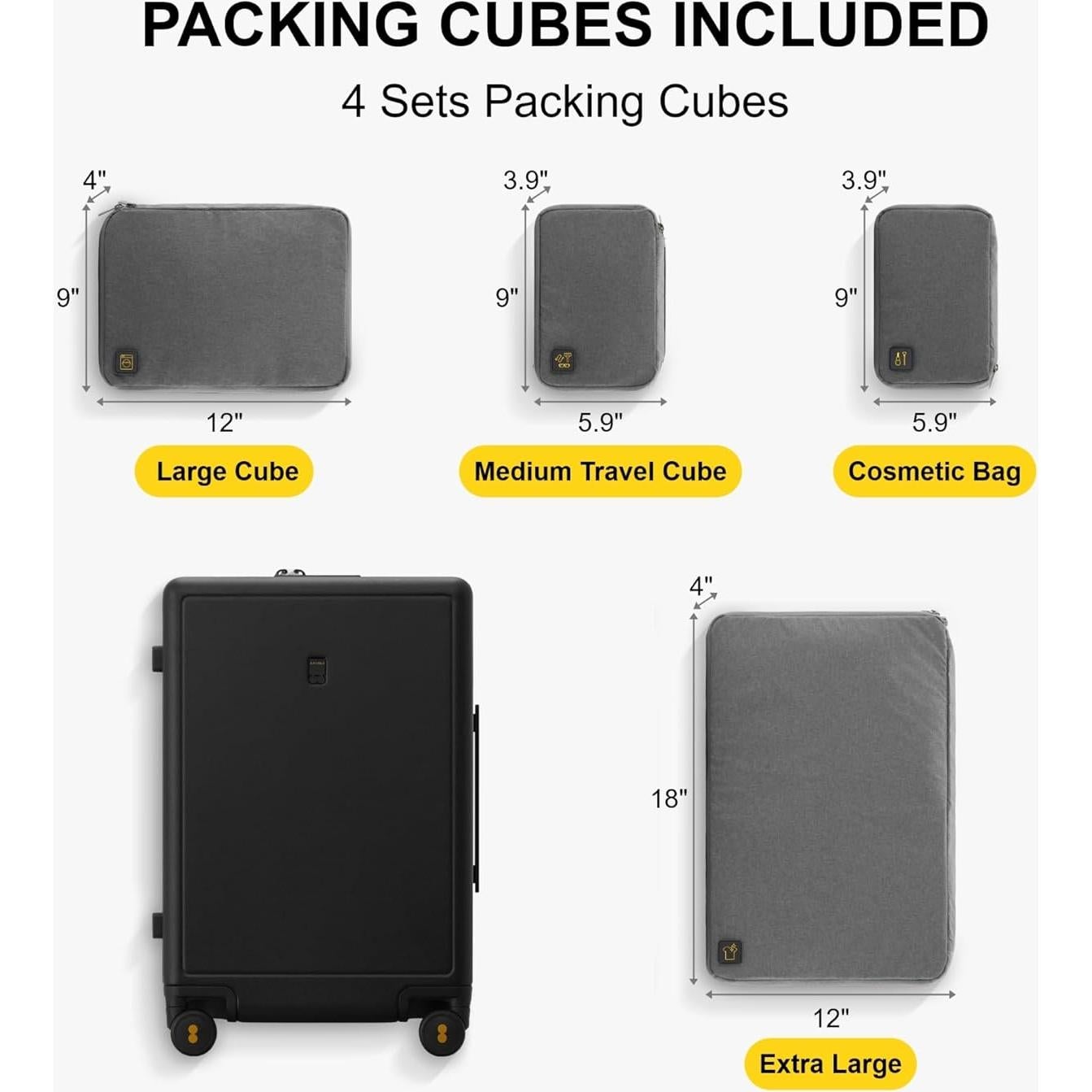 Maleta de Mano LEVEL8 Elegance 20 Pulgadas Negra con Ruedas