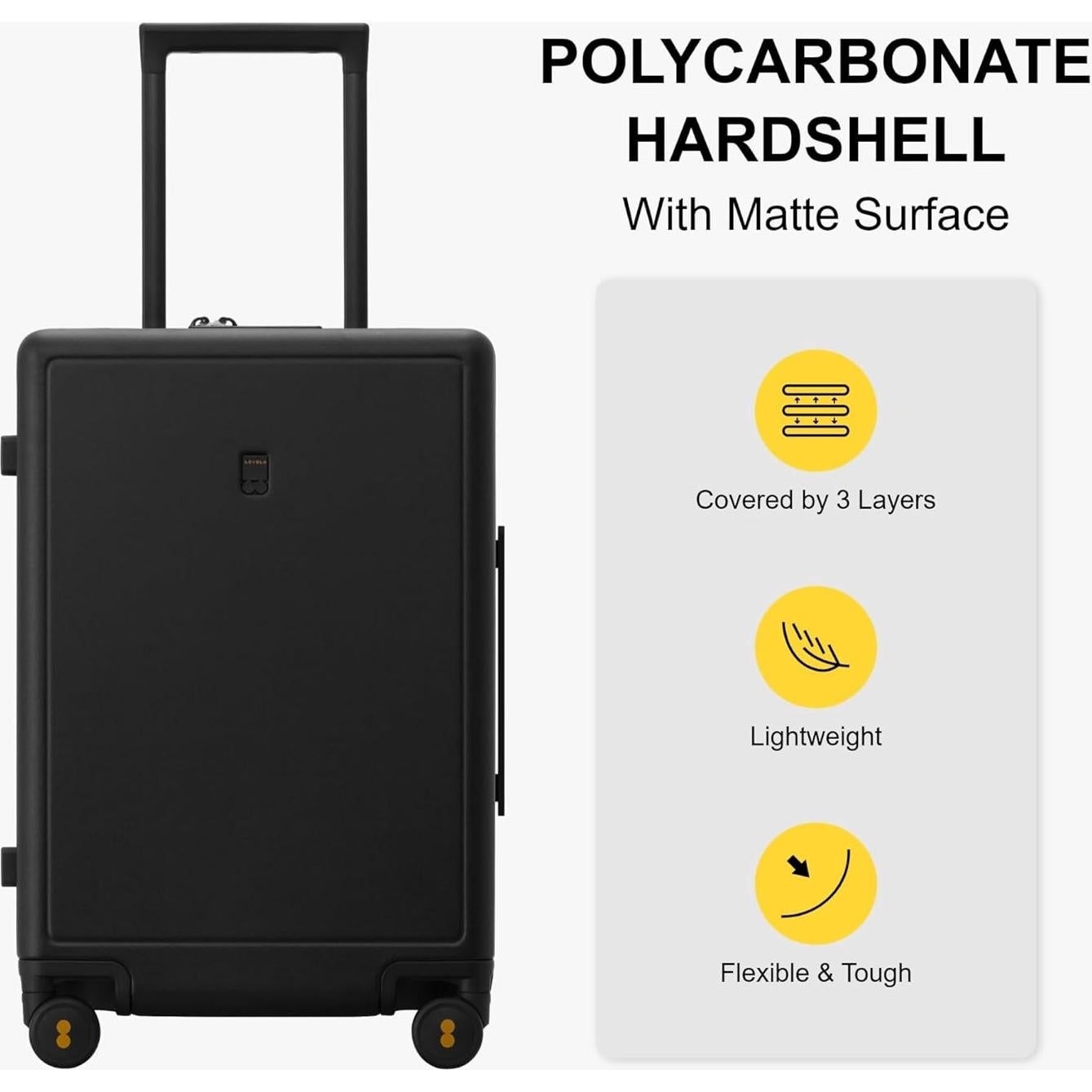 Maleta de Mano LEVEL8 Elegance 20 Pulgadas Negra con Ruedas