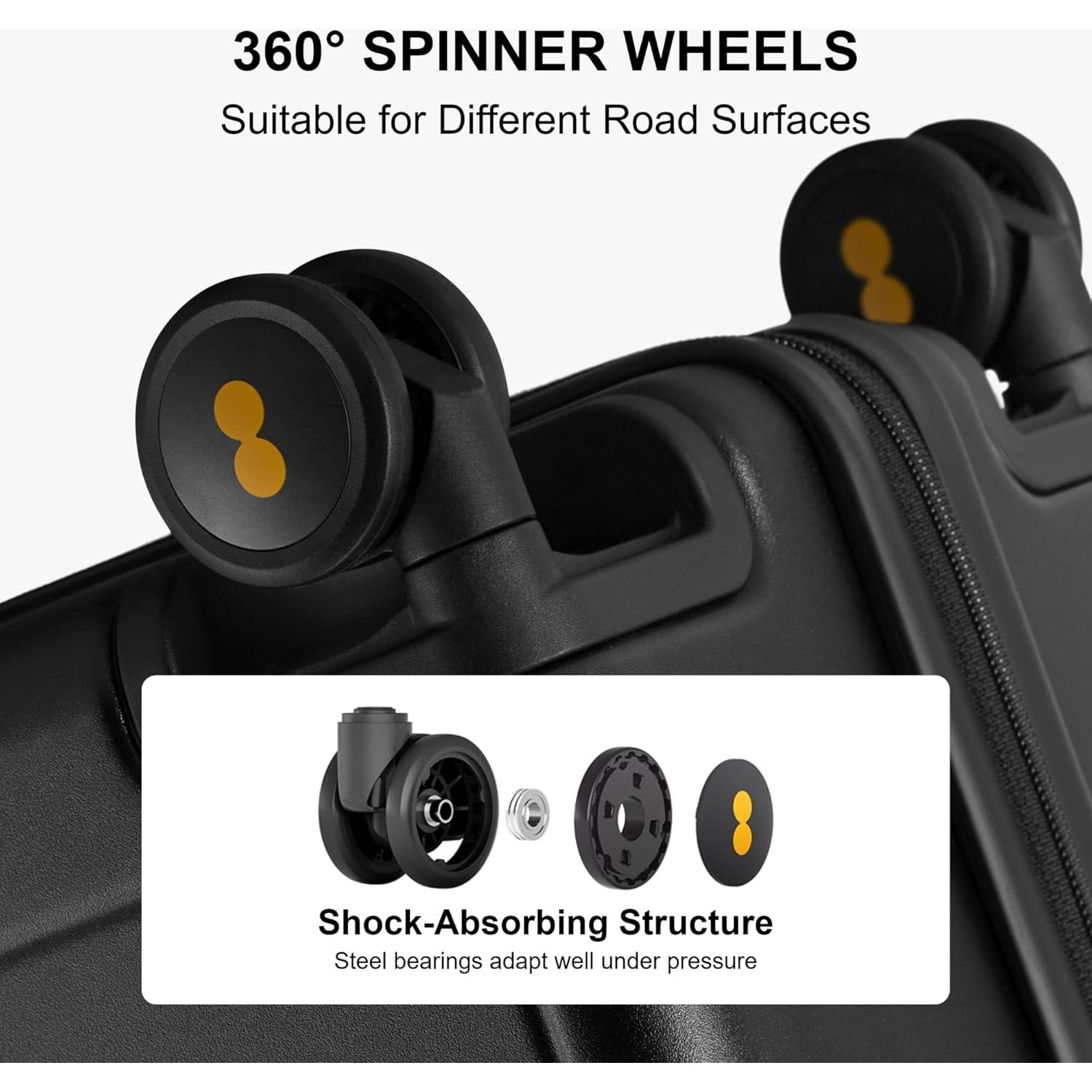 Maleta de Mano LEVEL8 Elegance 20 Pulgadas Negra con Ruedas