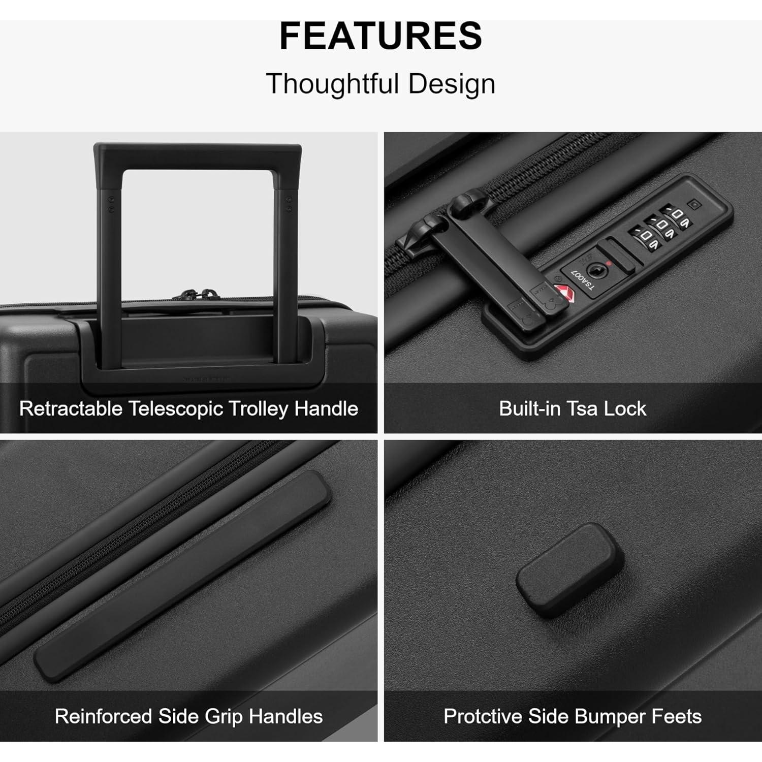 Maleta de Mano LEVEL8 Elegance 20 Pulgadas Negra con Ruedas