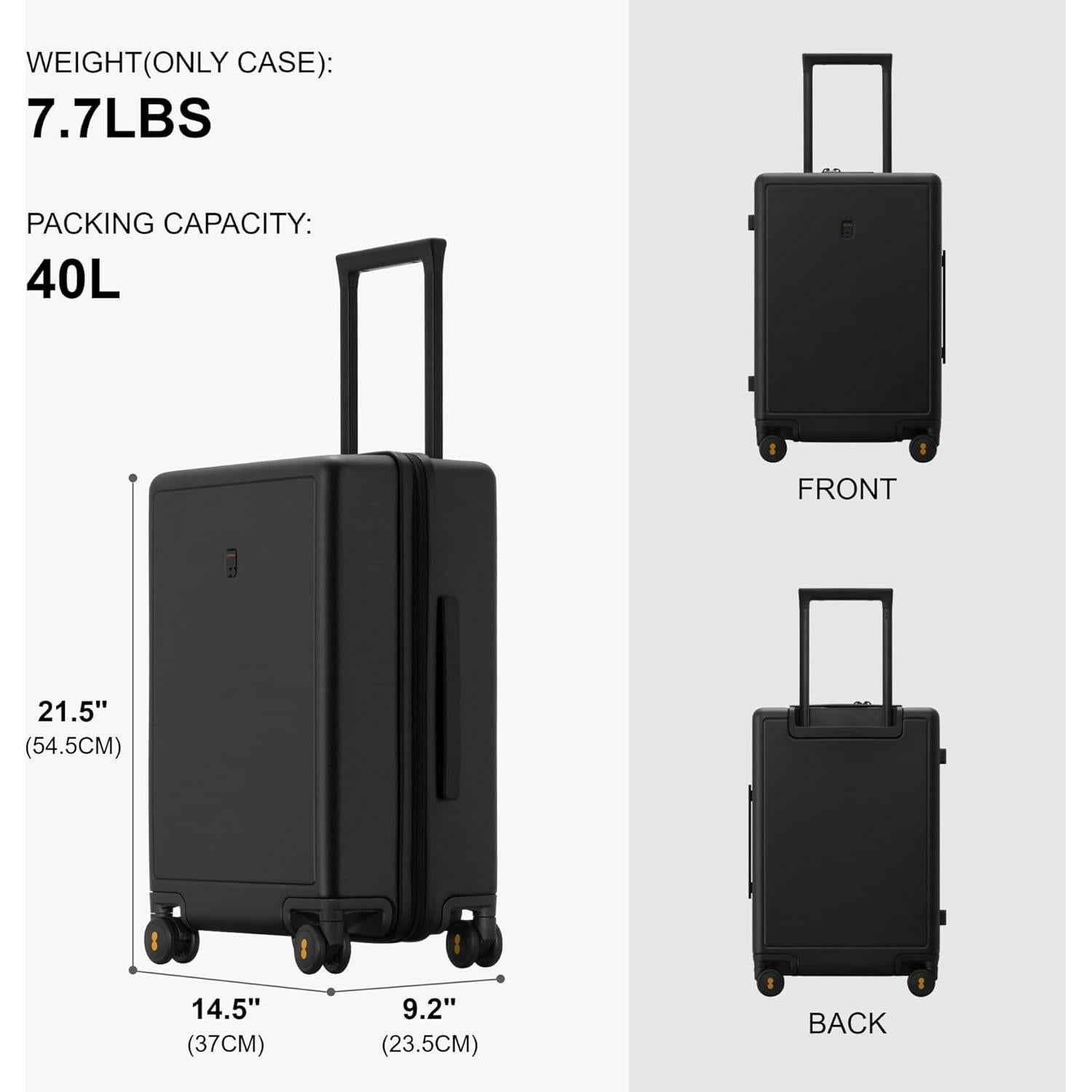 Maleta de Mano LEVEL8 Elegance 20 Pulgadas Negra con Ruedas