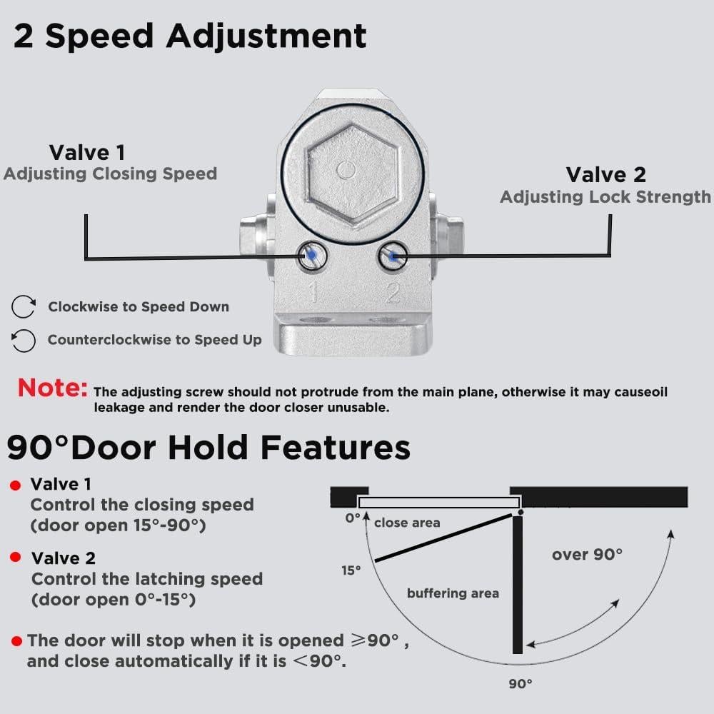 Cierre de puerta automático Augenweide 0-45kg ajustable plata