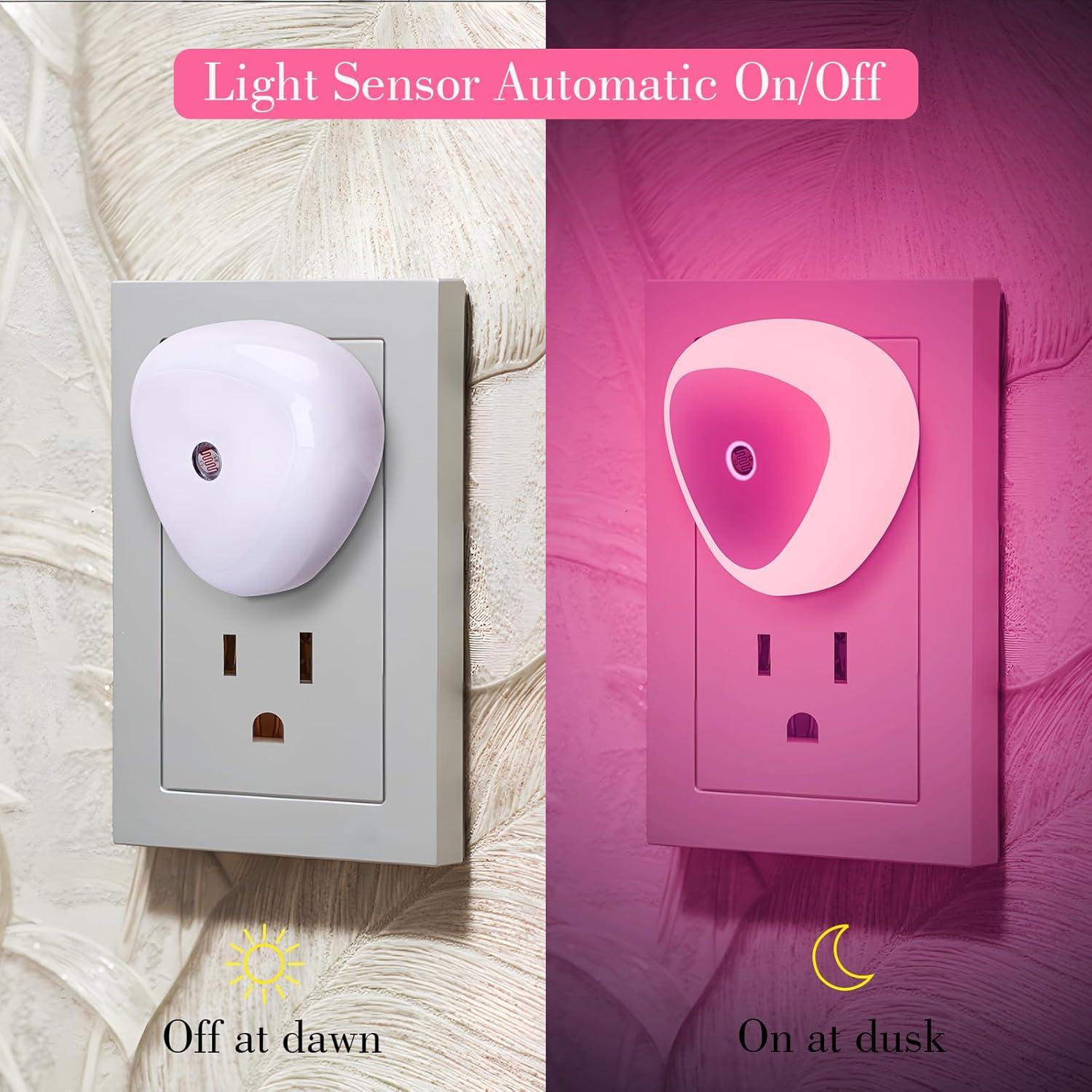 Luz Nocturna LED KINUR Rosa, Paquete de 6 Luces Enchufables