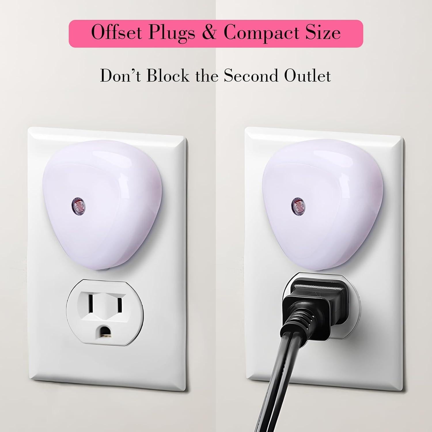 Luz Nocturna LED KINUR Rosa, Paquete de 6 Luces Enchufables