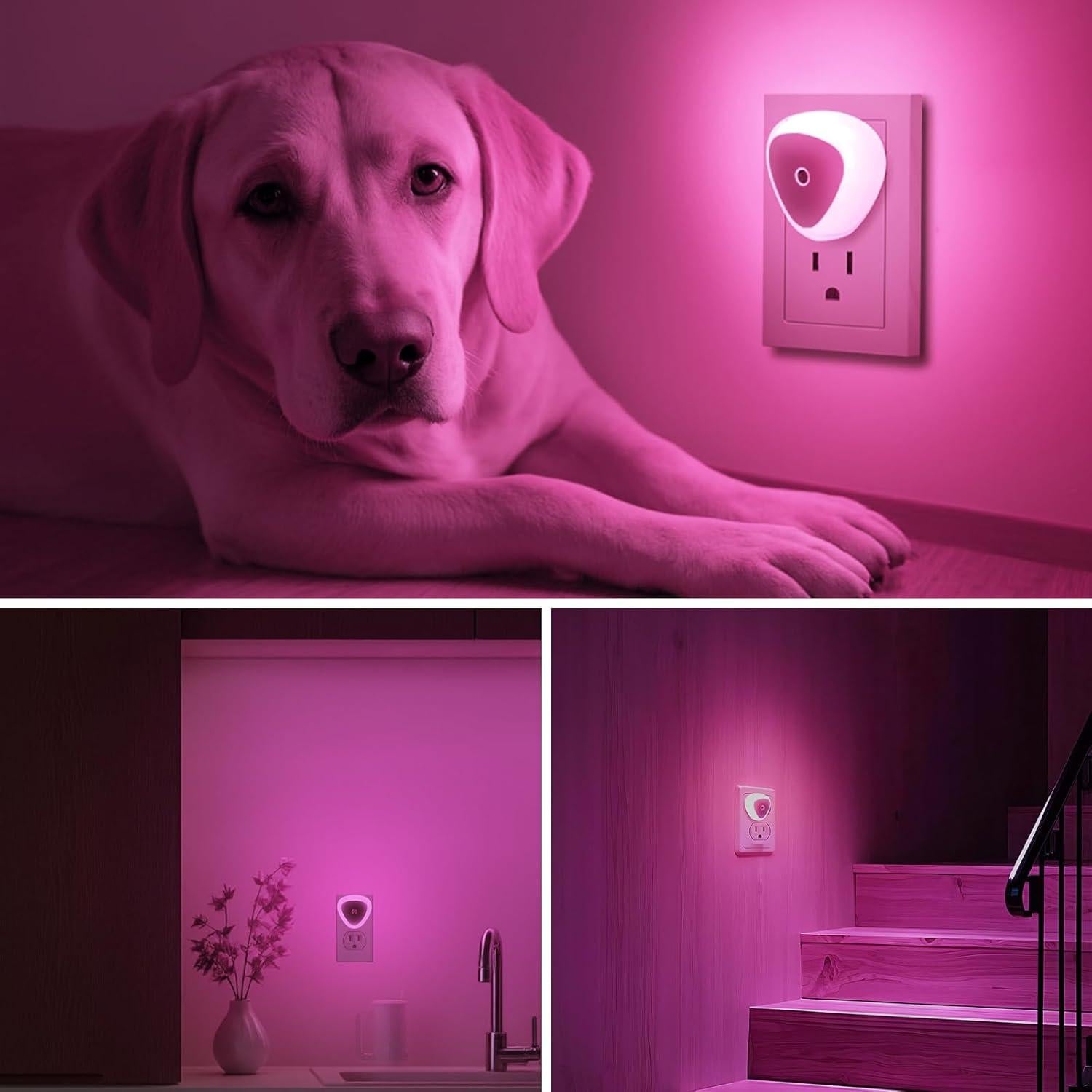 Luz Nocturna LED KINUR Rosa, Paquete de 6 Luces Enchufables