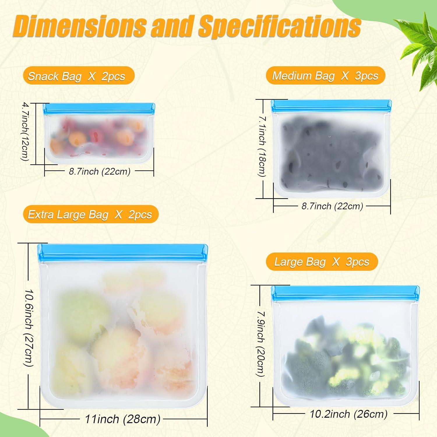 Bolsas de Almacenamiento de Silicona Reutilizables Swihorab - 10 Unidades