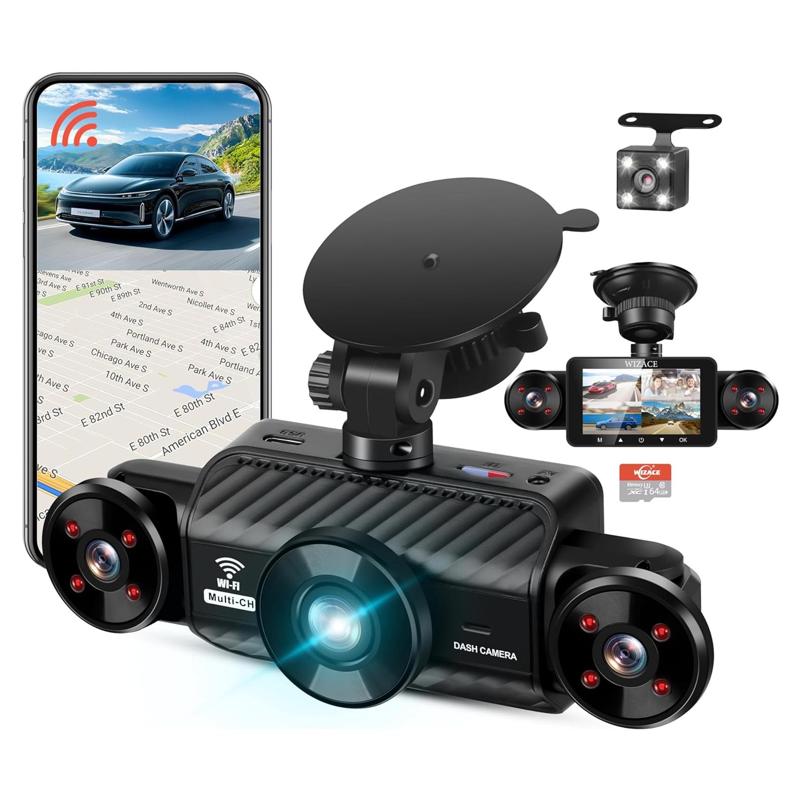 Cámara Dash 4 Canales WIZACE 2K 360° WiFi Control APP