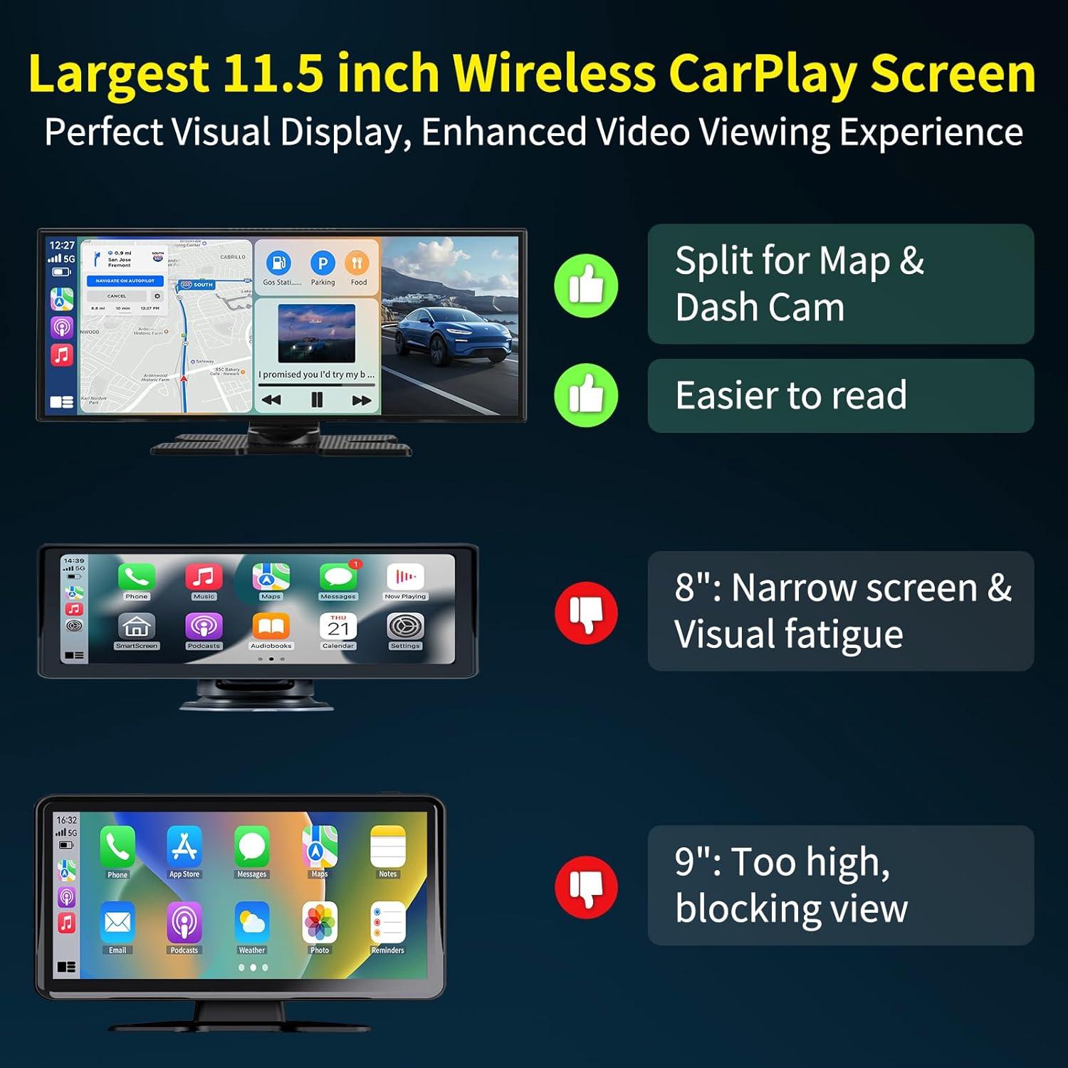Pantalla Inalámbrica CarPlay 29.21 cm Leadtree con Cámara 4K