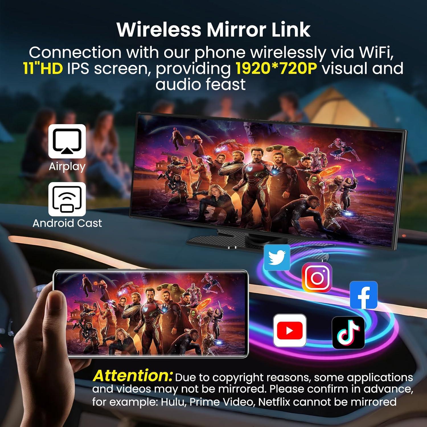 Pantalla Inalámbrica CarPlay 29.21 cm Leadtree con Cámara 4K