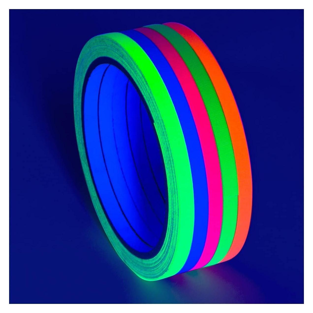 Cinta Brillante Glow King 0.64 cm x 9.14 m Neón UV para Fiestas