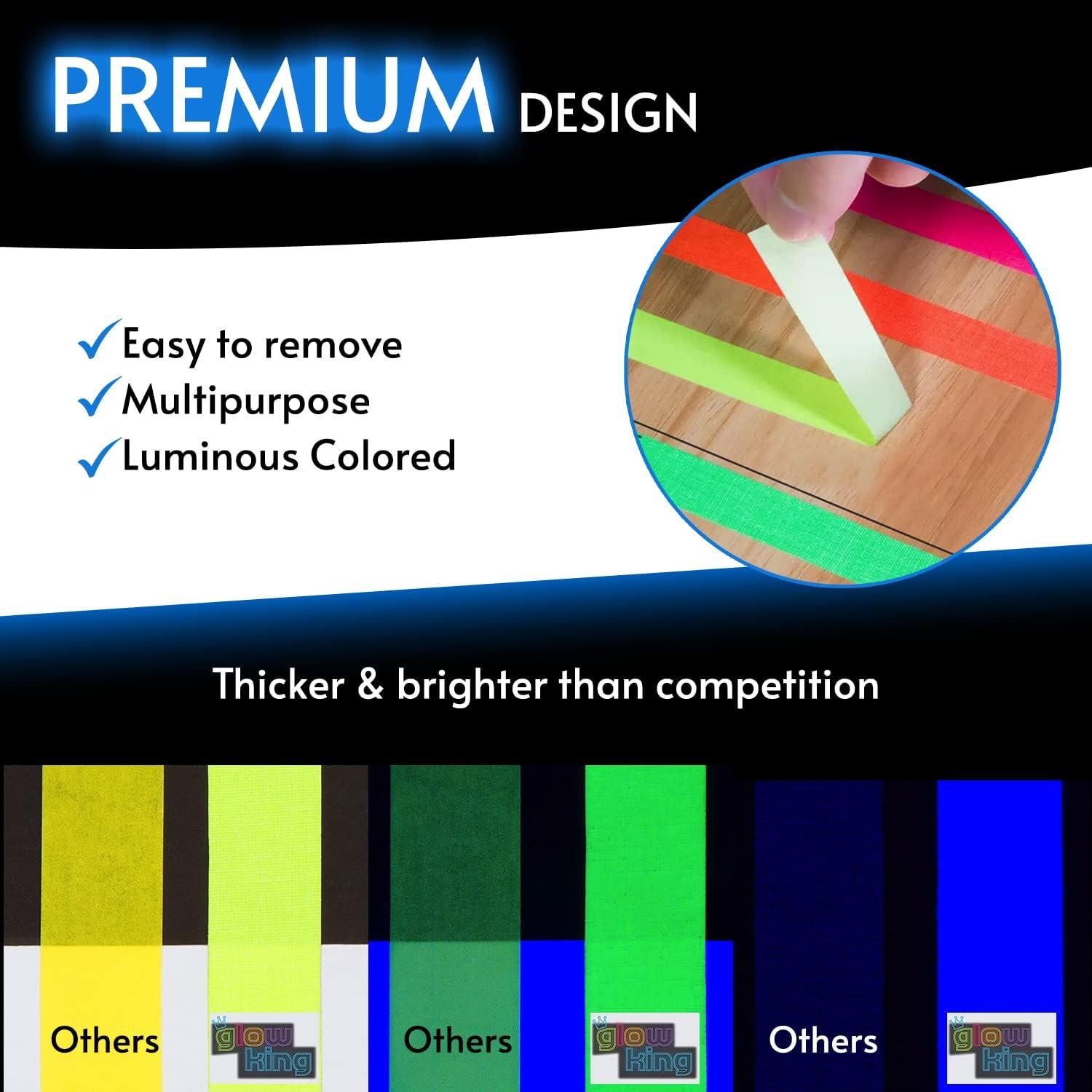 Cinta Brillante Glow King 0.64 cm x 9.14 m Neón UV para Fiestas