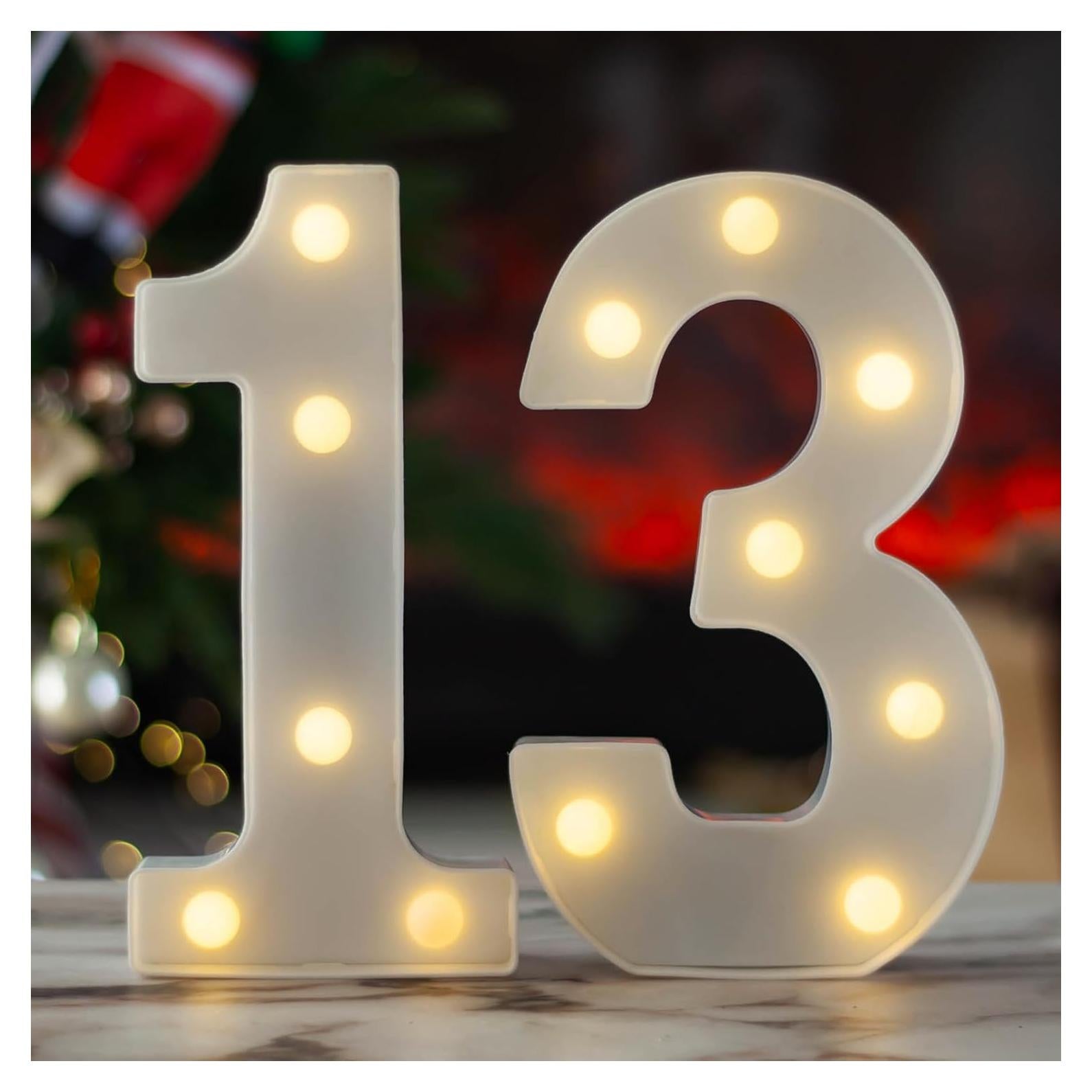 Luz de Número LED 13 SKYPHAROS para Cumpleaños y Decoración