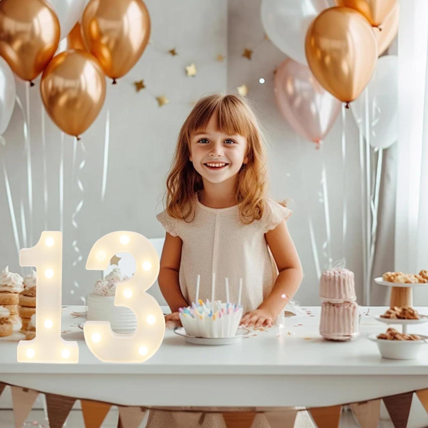 Luz de Número LED 13 SKYPHAROS para Cumpleaños y Decoración