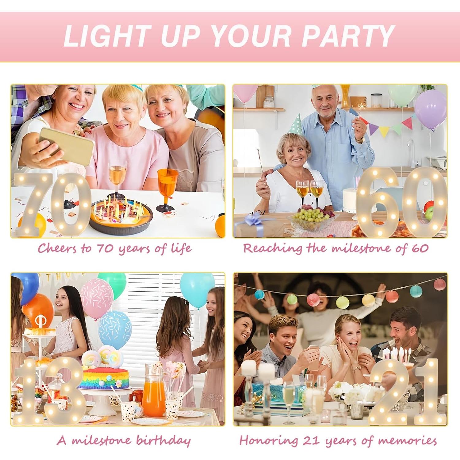 Luz de Número LED 13 SKYPHAROS para Cumpleaños y Decoración