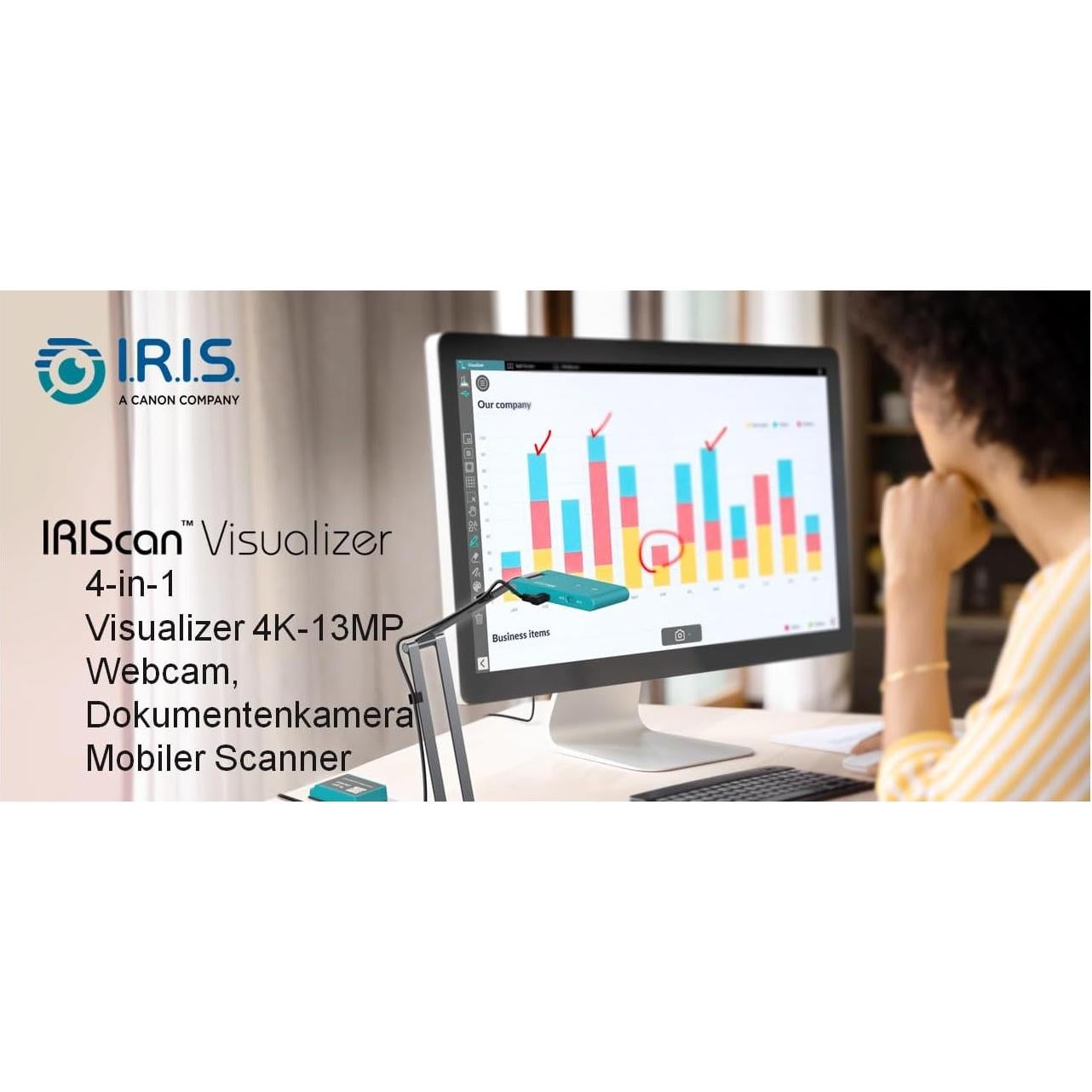 Cámara IRIScan 4K-13MP Visualizador y Escáner A3 Portátil