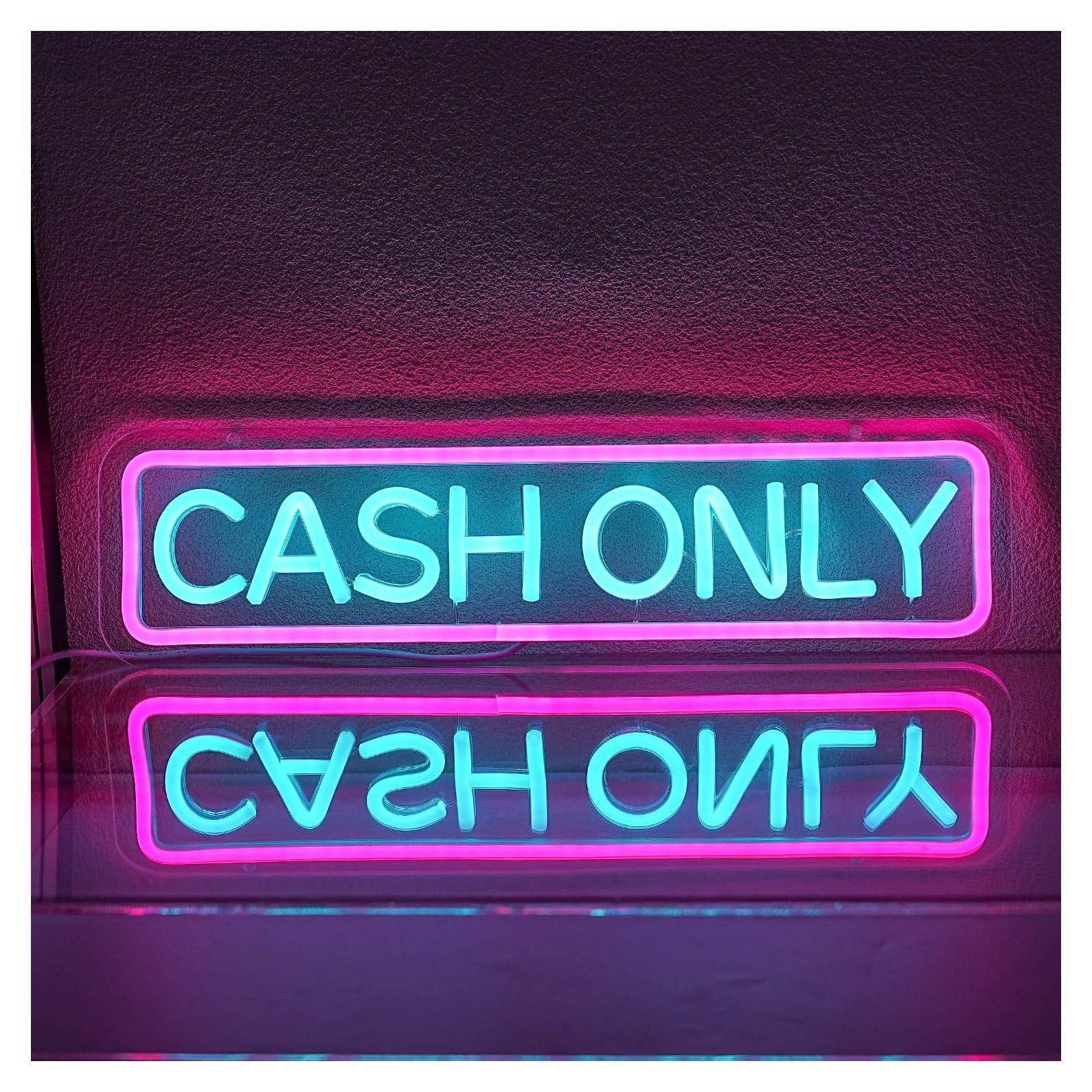 Letrero Neón Solo Efectivo Xixkilly 42x15 cm USB LED