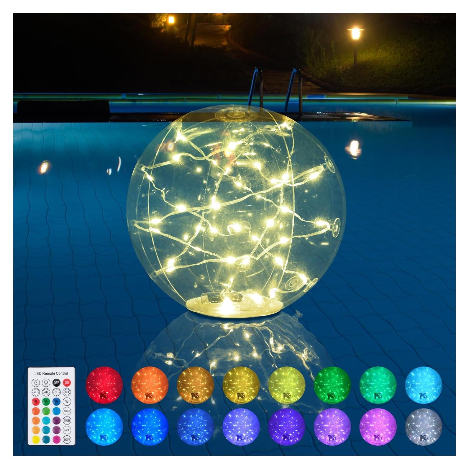 Luces Flotantes de Piscina Bawoo 35.56 cm Solar IP68 6 Modos