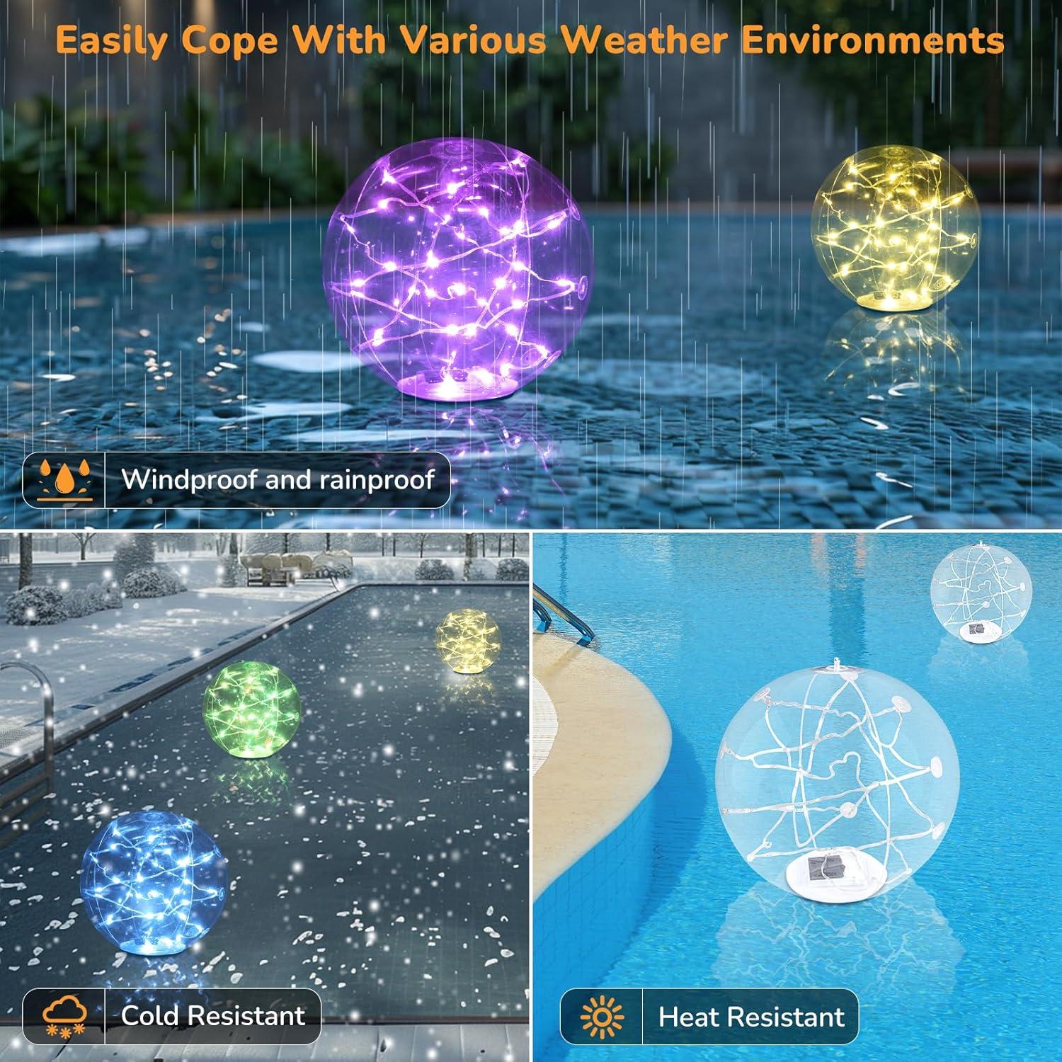 Luces Flotantes de Piscina Bawoo 35.56 cm Solar IP68 6 Modos