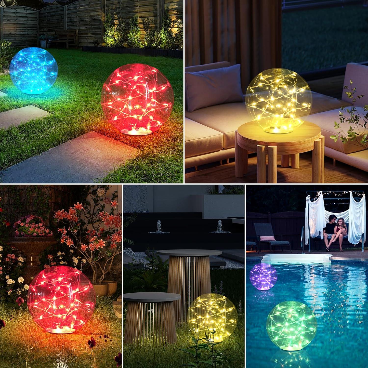 Luces Flotantes de Piscina Bawoo 35.56 cm Solar IP68 6 Modos