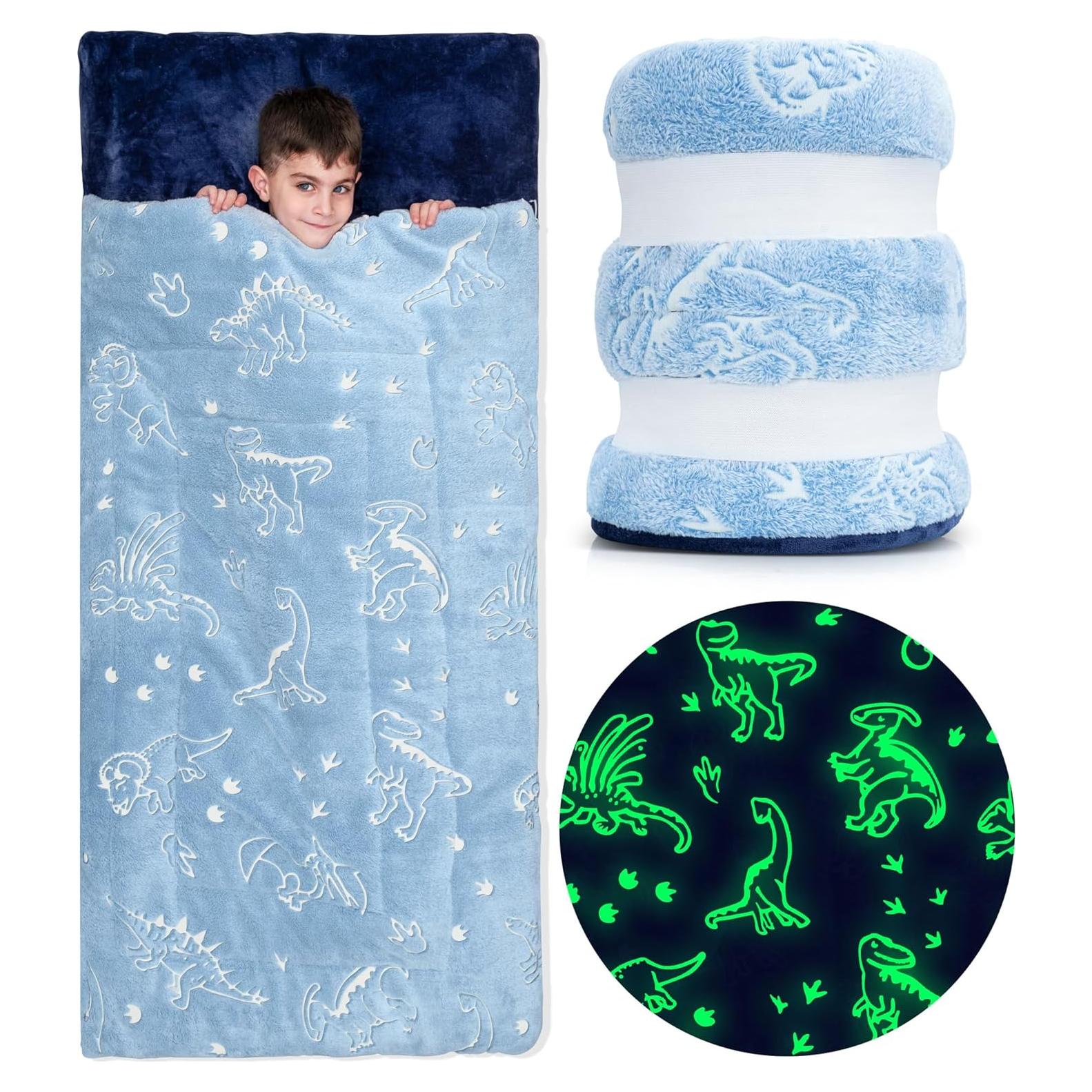 Saco de dormir Bollepo Dinosaurios que brillan 168x84 cm